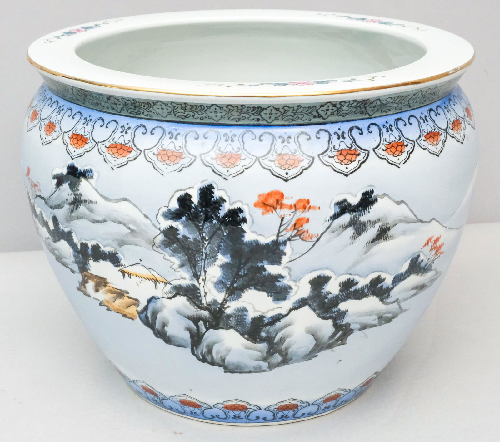 Chinese Porcelain Snowy Mountain Scape Planter (1 of 11)