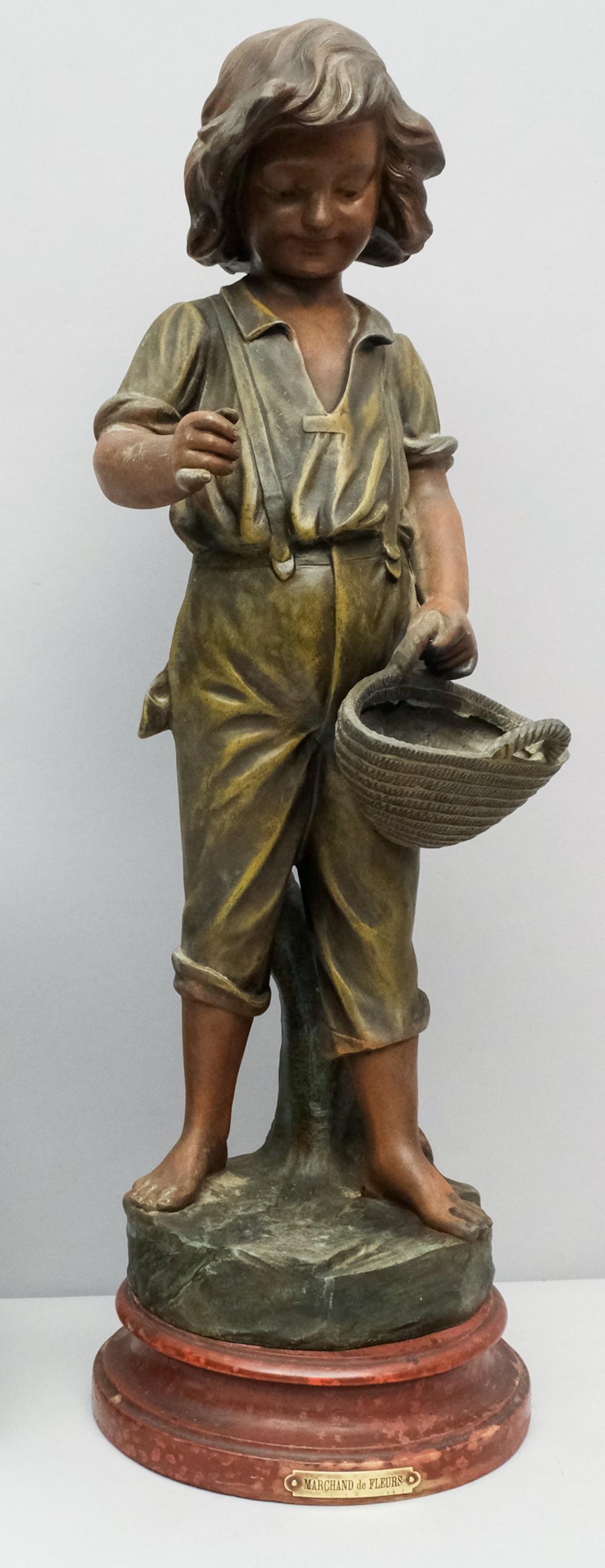 Large Painted Spelter Statue, Marchand de Fleurs (1 of 10)