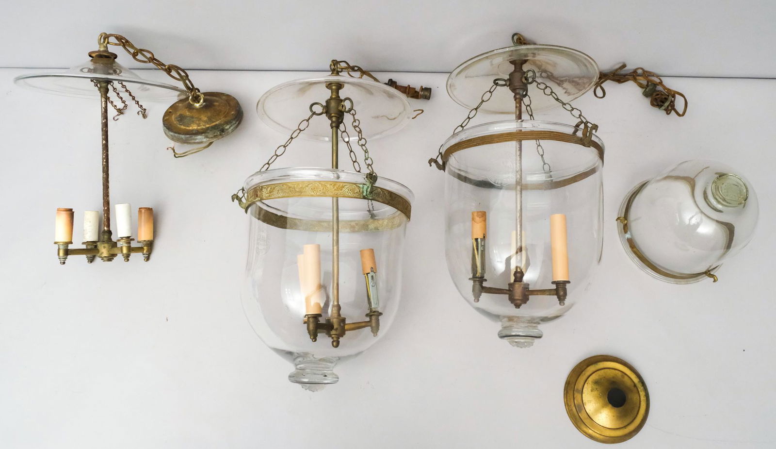 3 Glass Bell Jar Hanging Lamps (1 of 11)