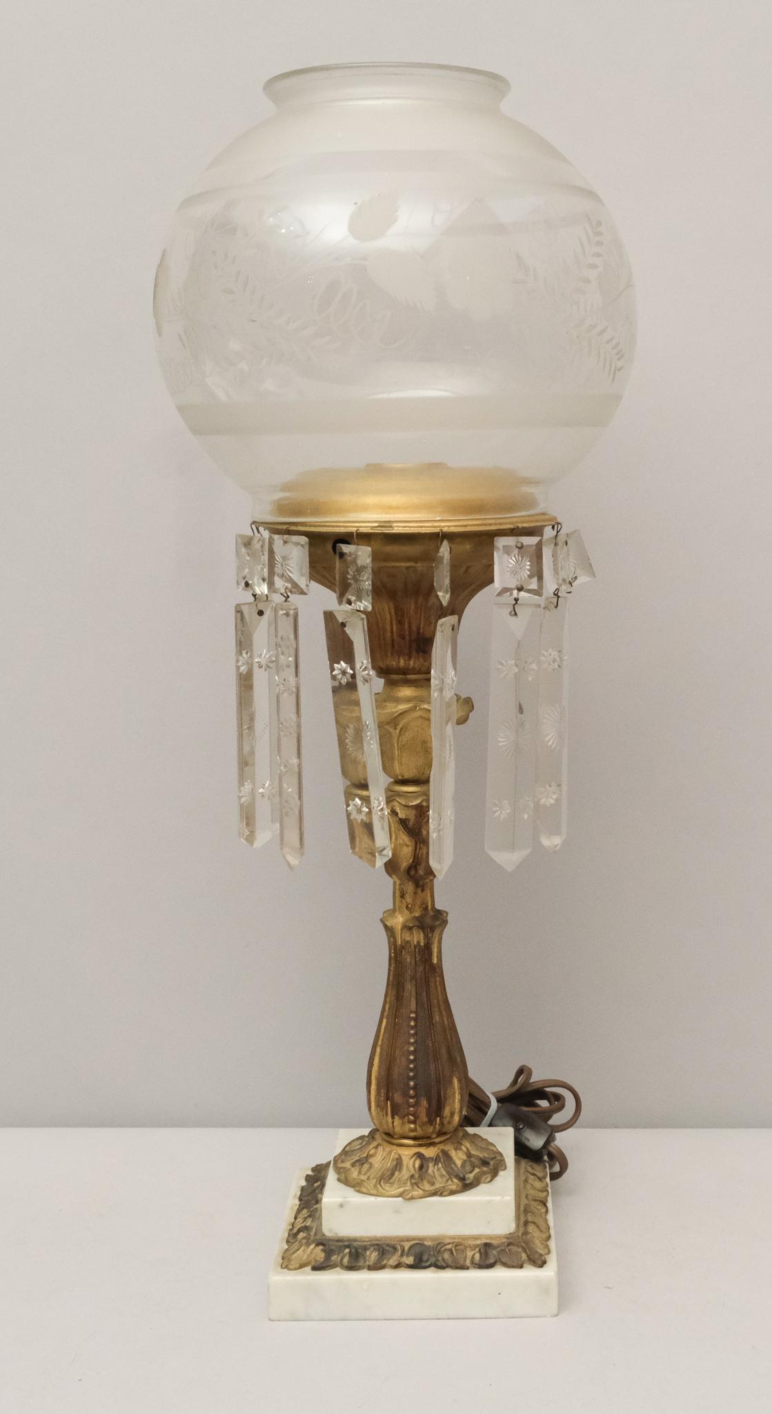 White Marble and Bronze Astral Lamp (1 of 6)