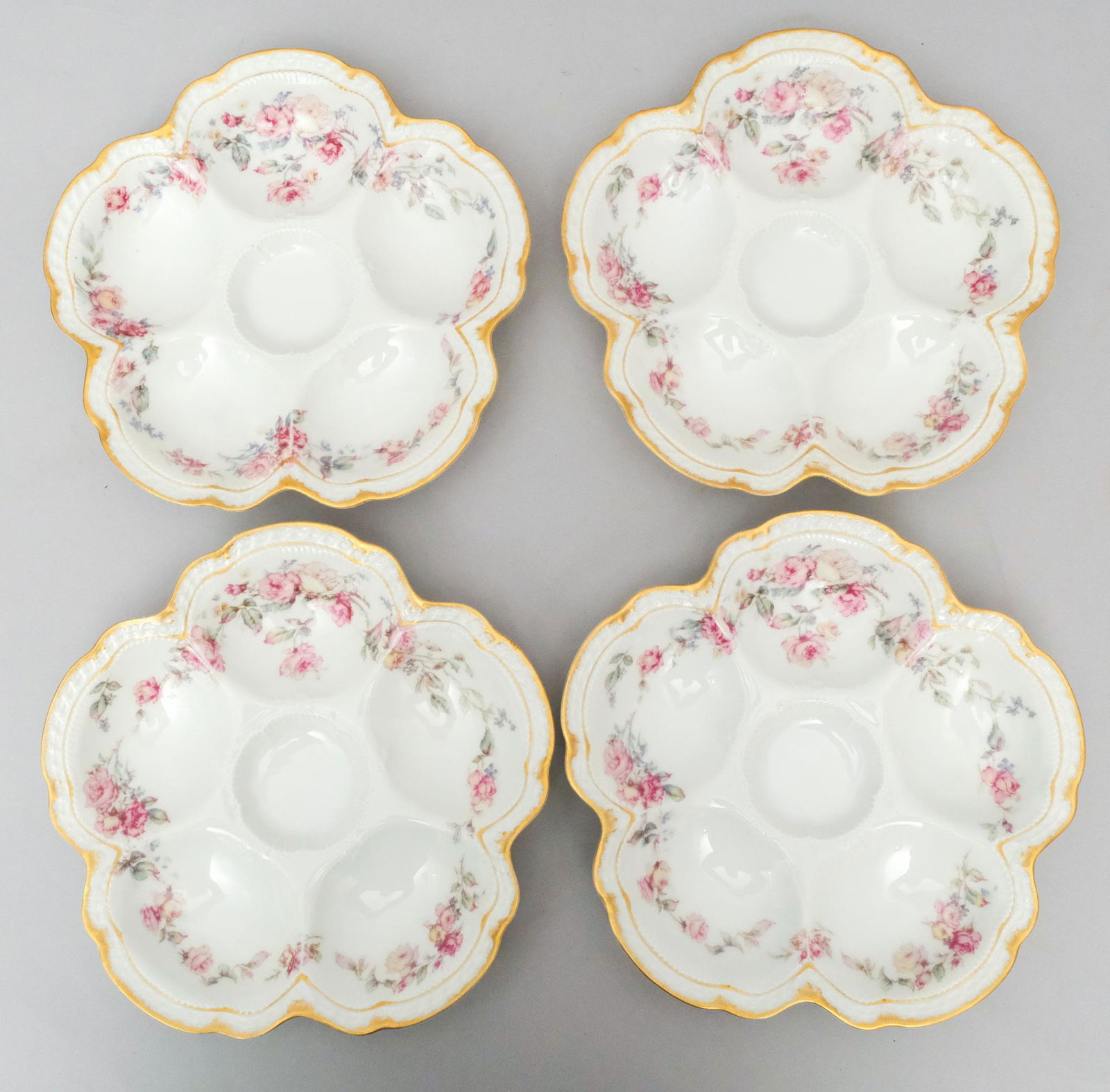 Set of Four Haviland Limoges Oyster Plates (1 of 9)