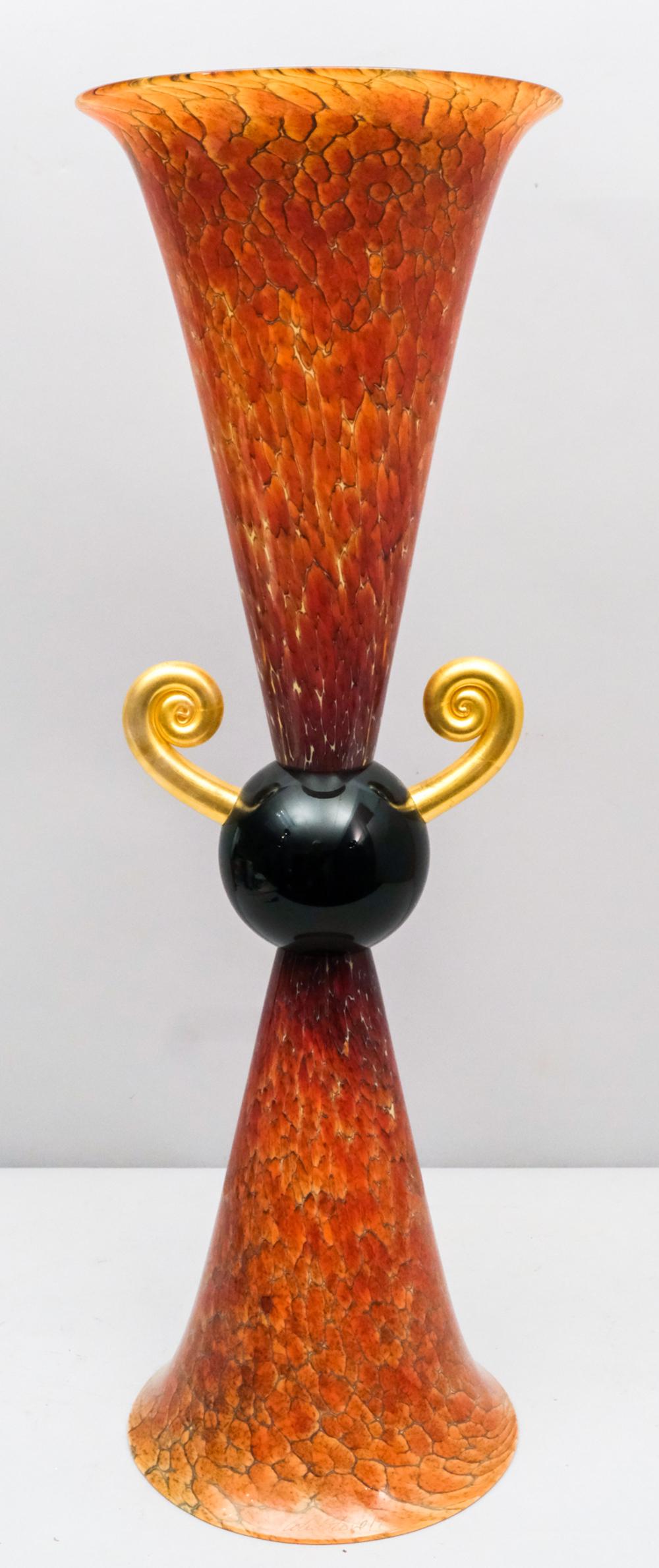 Cohn-Stone Studio Art Glass Large Hourglass Vase (1 of 6)