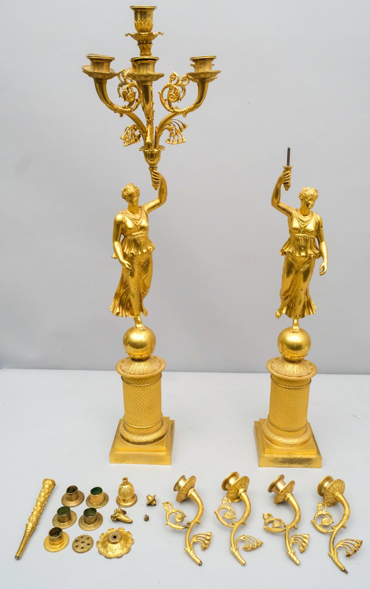 Two Antique Empire Ormolu Figural Candelabras (1 of 4)