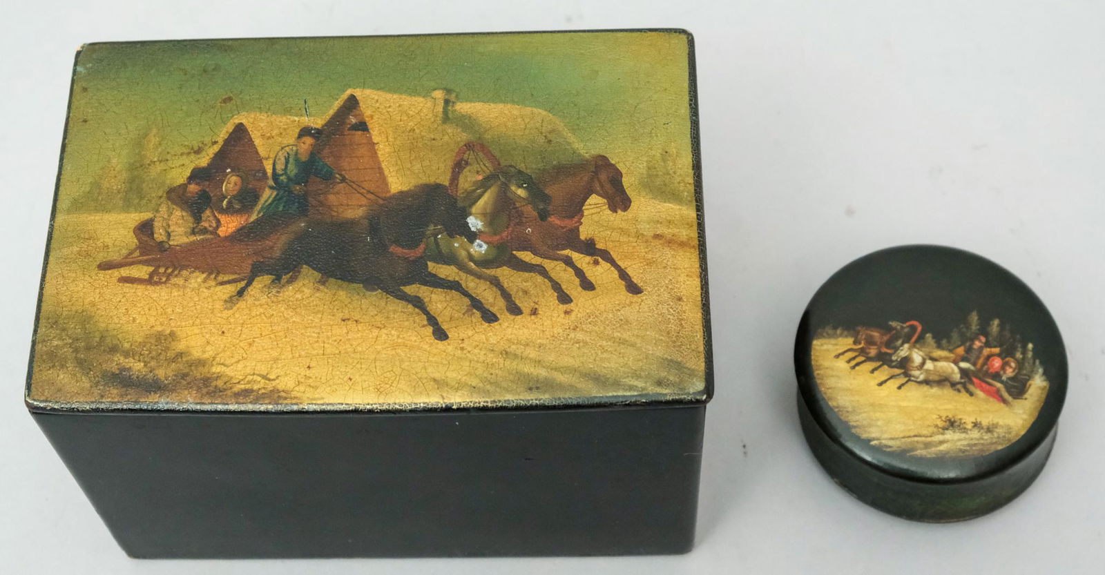 2 Antique Russian Lacquer Boxes (1 of 8)