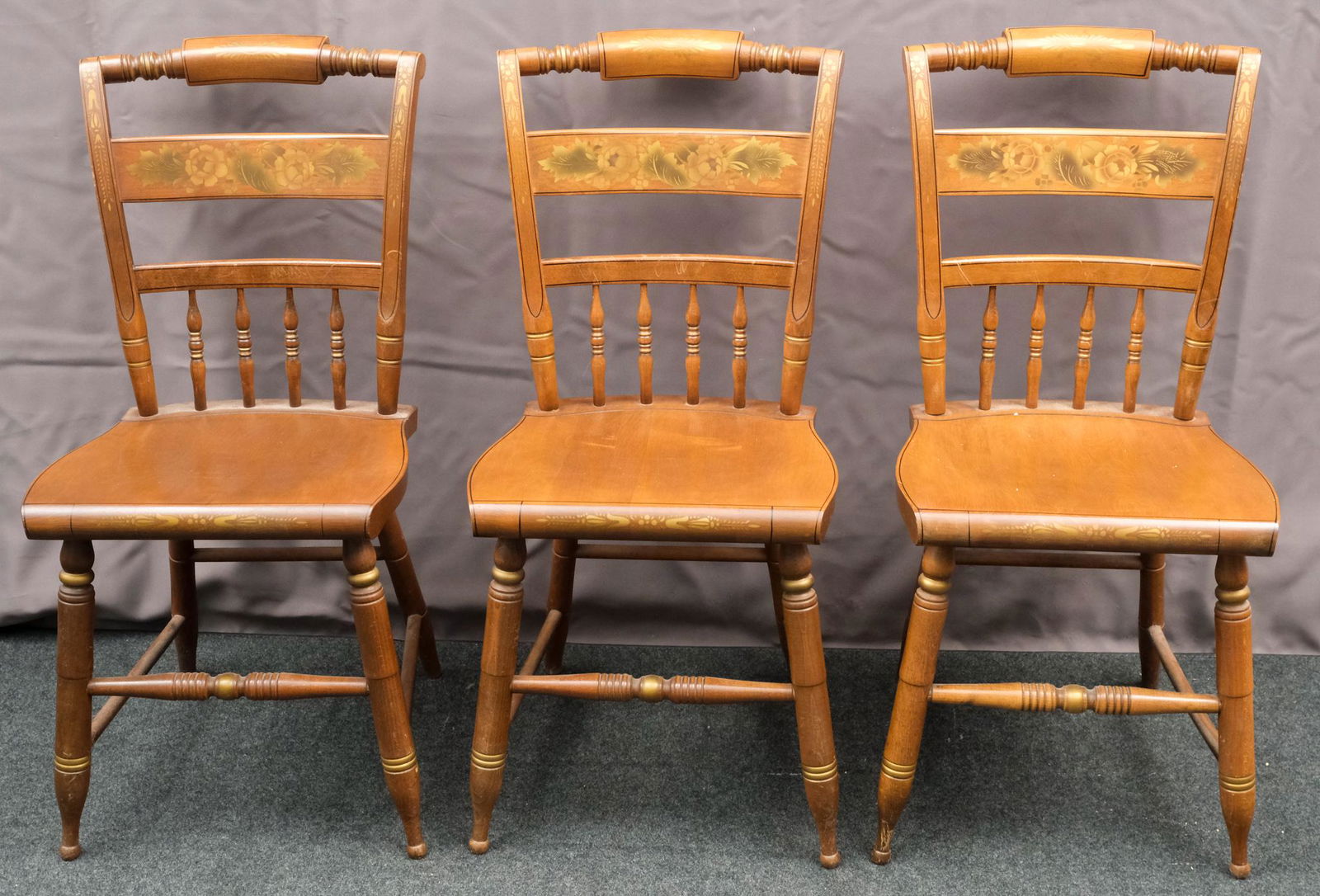 Set of Three Stenciled Hitchcock Chairs (1 of 9)