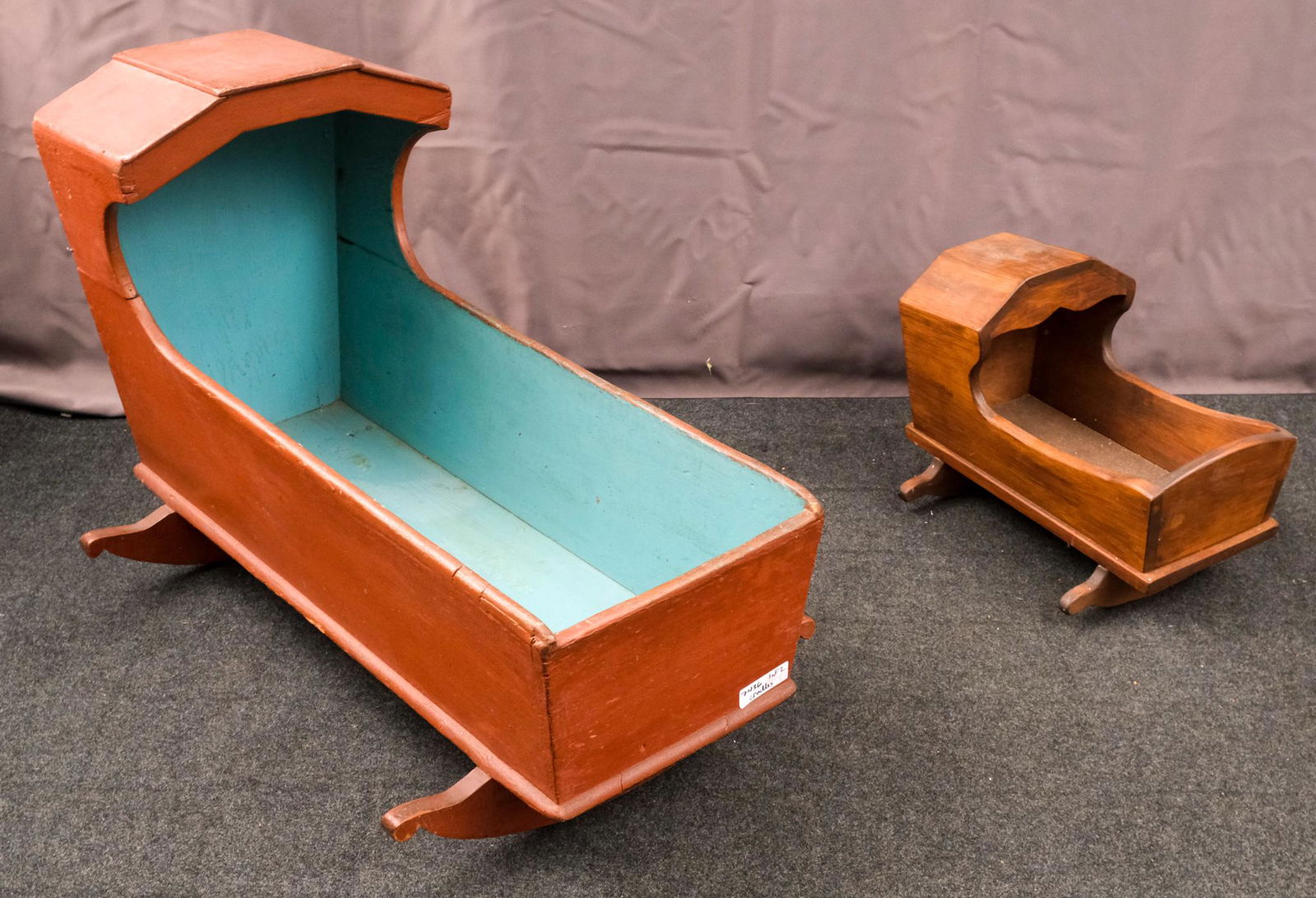 Two Antique Wooden Painted Doll's Cradles (1 of 12)