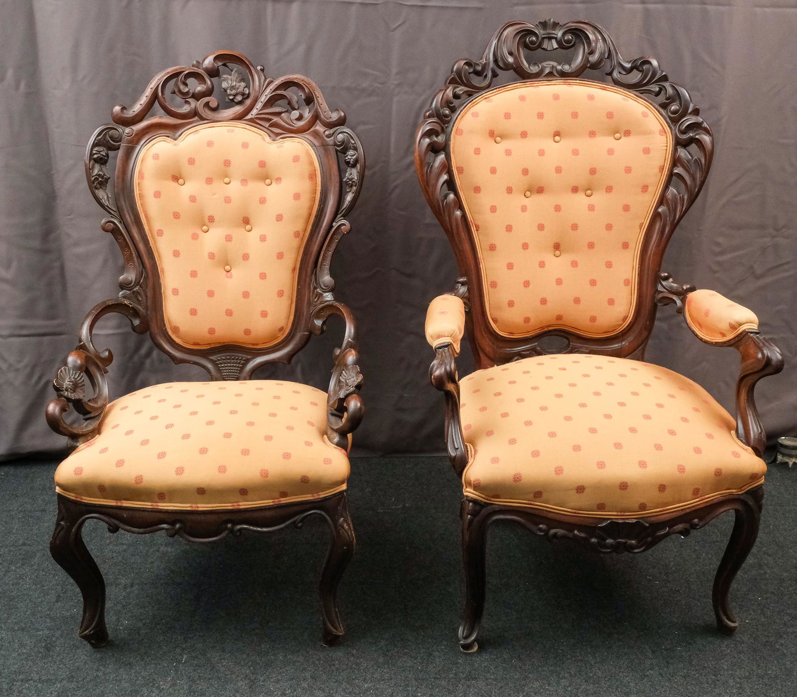 Near Pair American Baroque Revival Parlor Chairs (1 of 12)