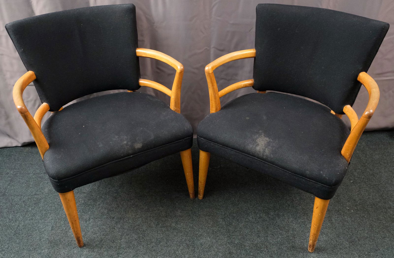 Pair of Mid Century Maple Upholstered Armchairs (1 of 8)