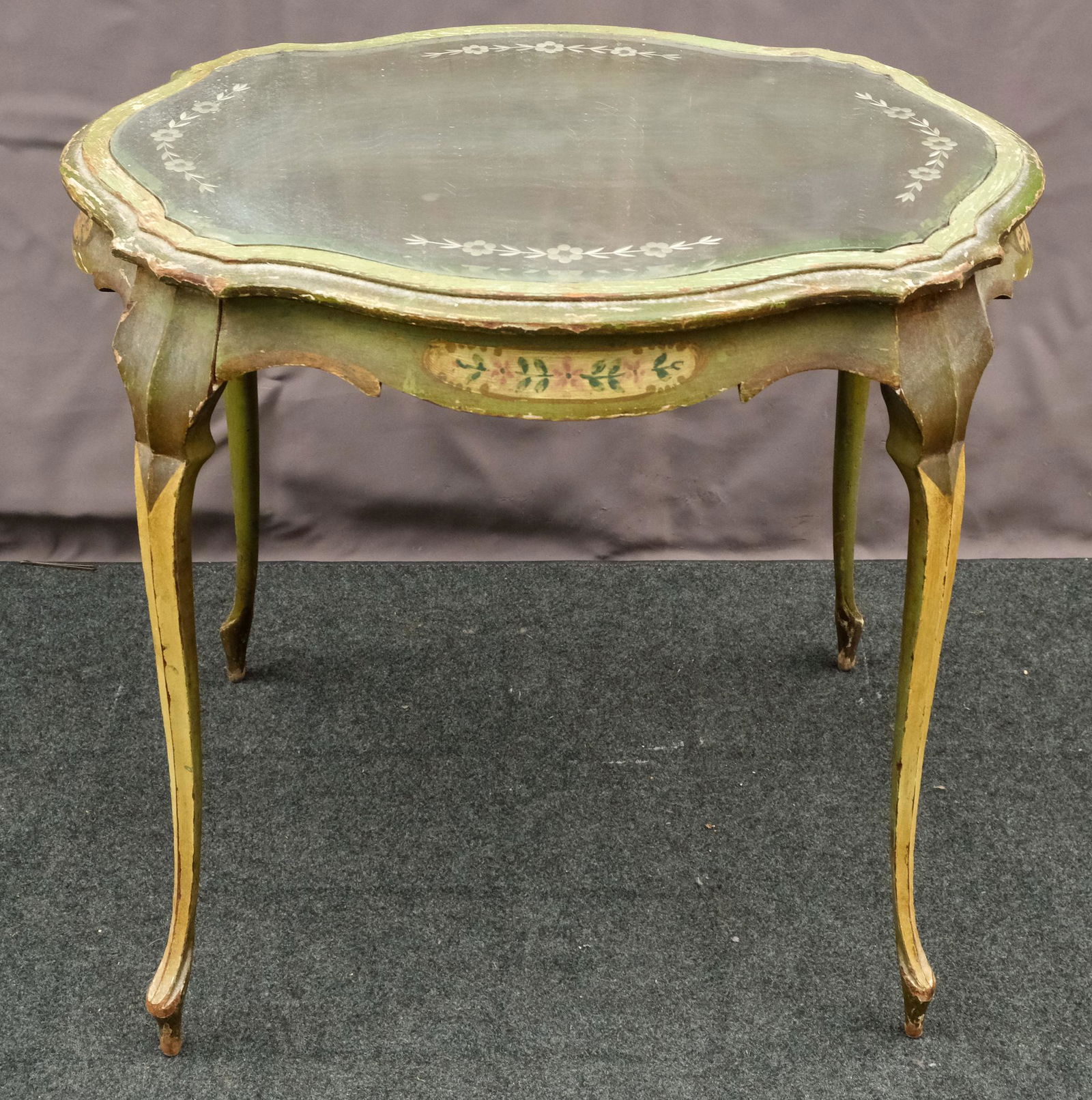 French Provincial Etched Mirror Top Accent Table (1 of 9)
