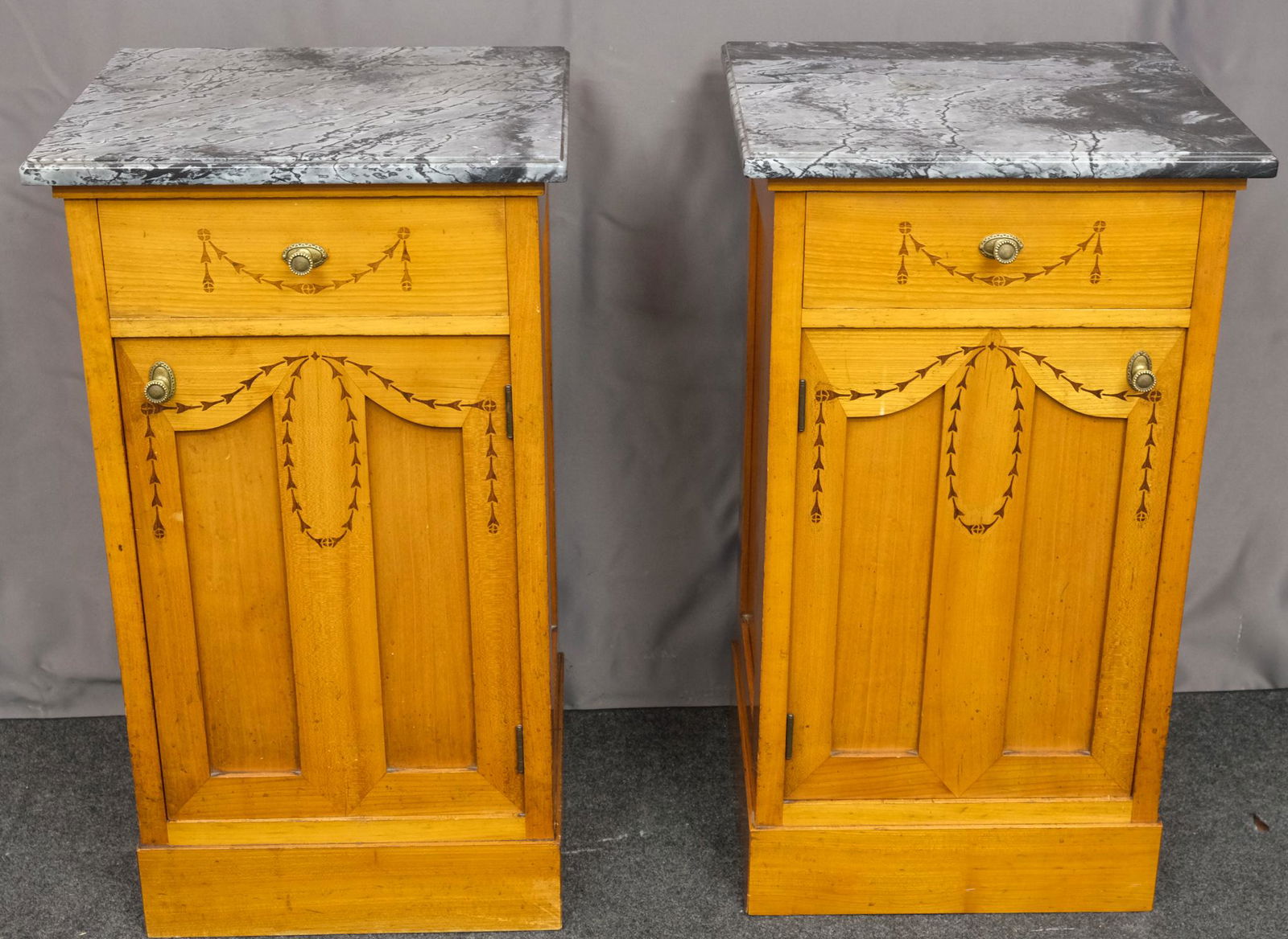Pair of Biedermeier Marble Top Nightstands (1 of 9)