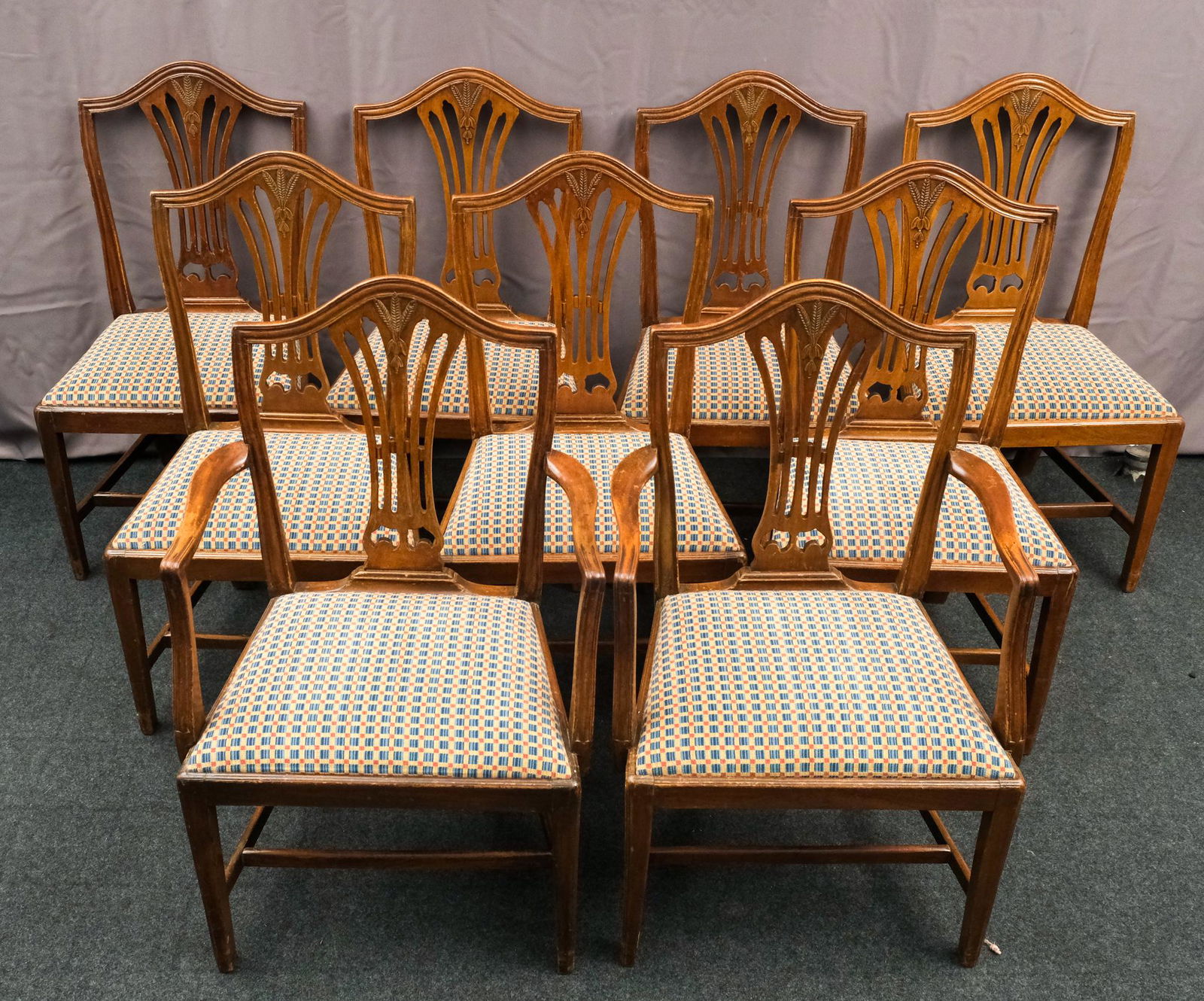 Nine Mahogany Hepplewhite Style Dining Chairs (1 of 16)