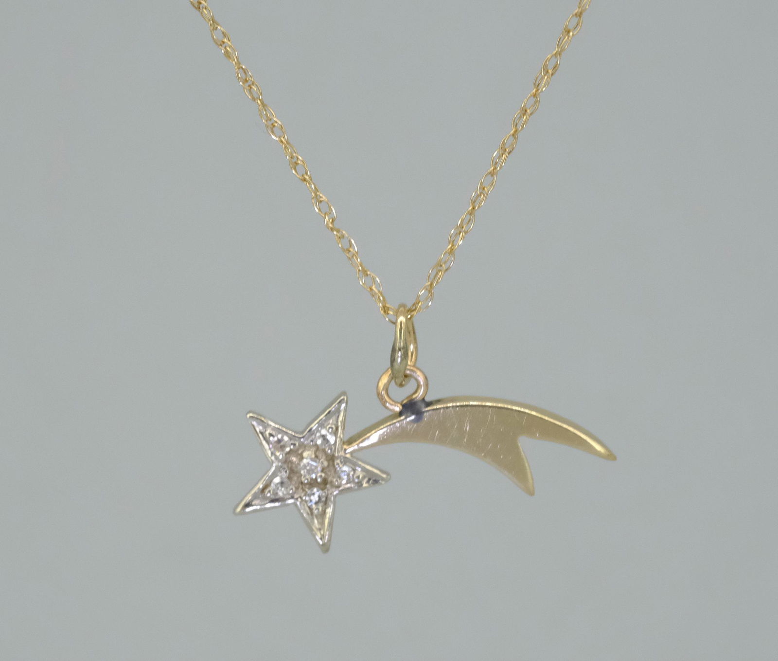 Vintage 10K Gold & Diamond Pendant on 14K Chain (1 of 7)