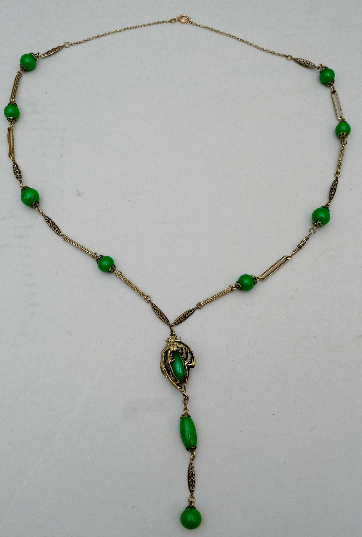 Renaissance Revival Gilt Metal & Glass Necklace (1 of 5)