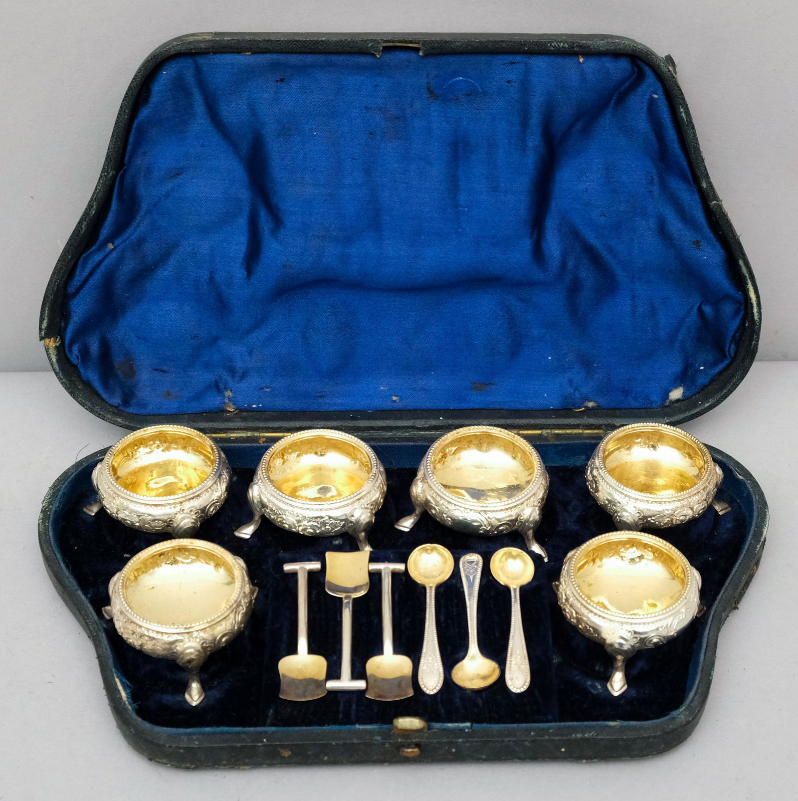Antique English Silverplate Salt & Spoon Set (1 of 11)
