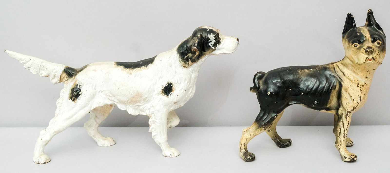 Two Antique Cast Iron Painted Dog Doorstops (1 of 7)