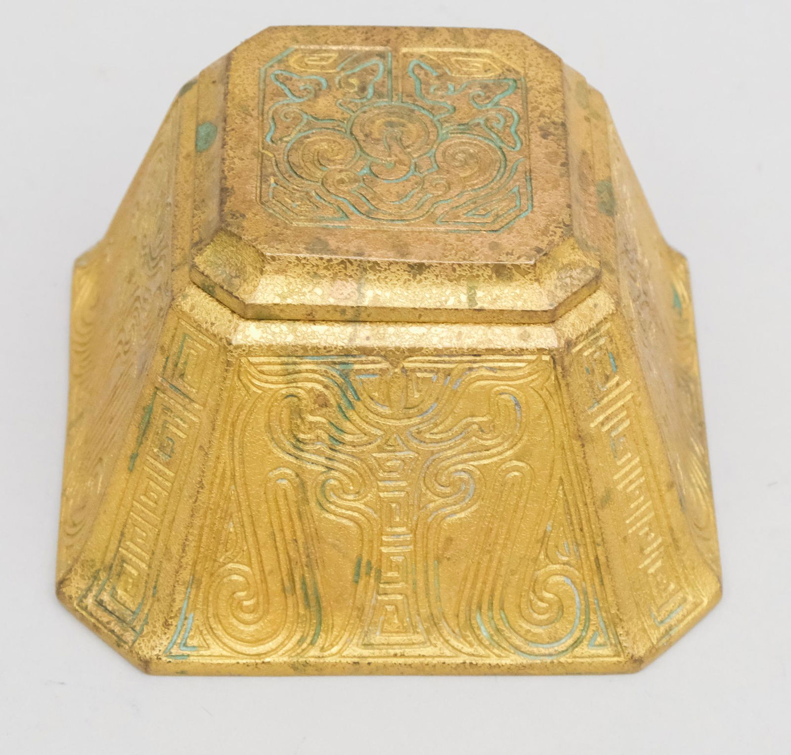 Large Tiffany Studios Chinese Dore Bronze Inkwell (1 of 11)