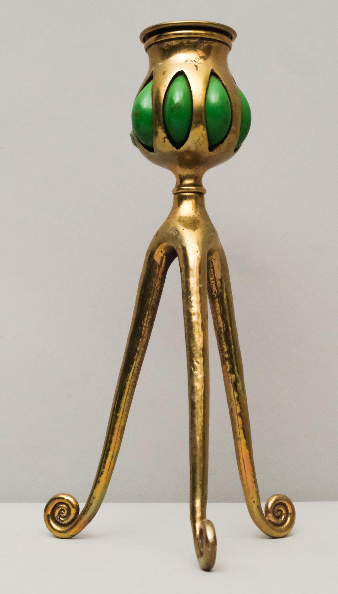 Tiffany Studios Bronze & Favrile Glass Candlestick (1 of 10)