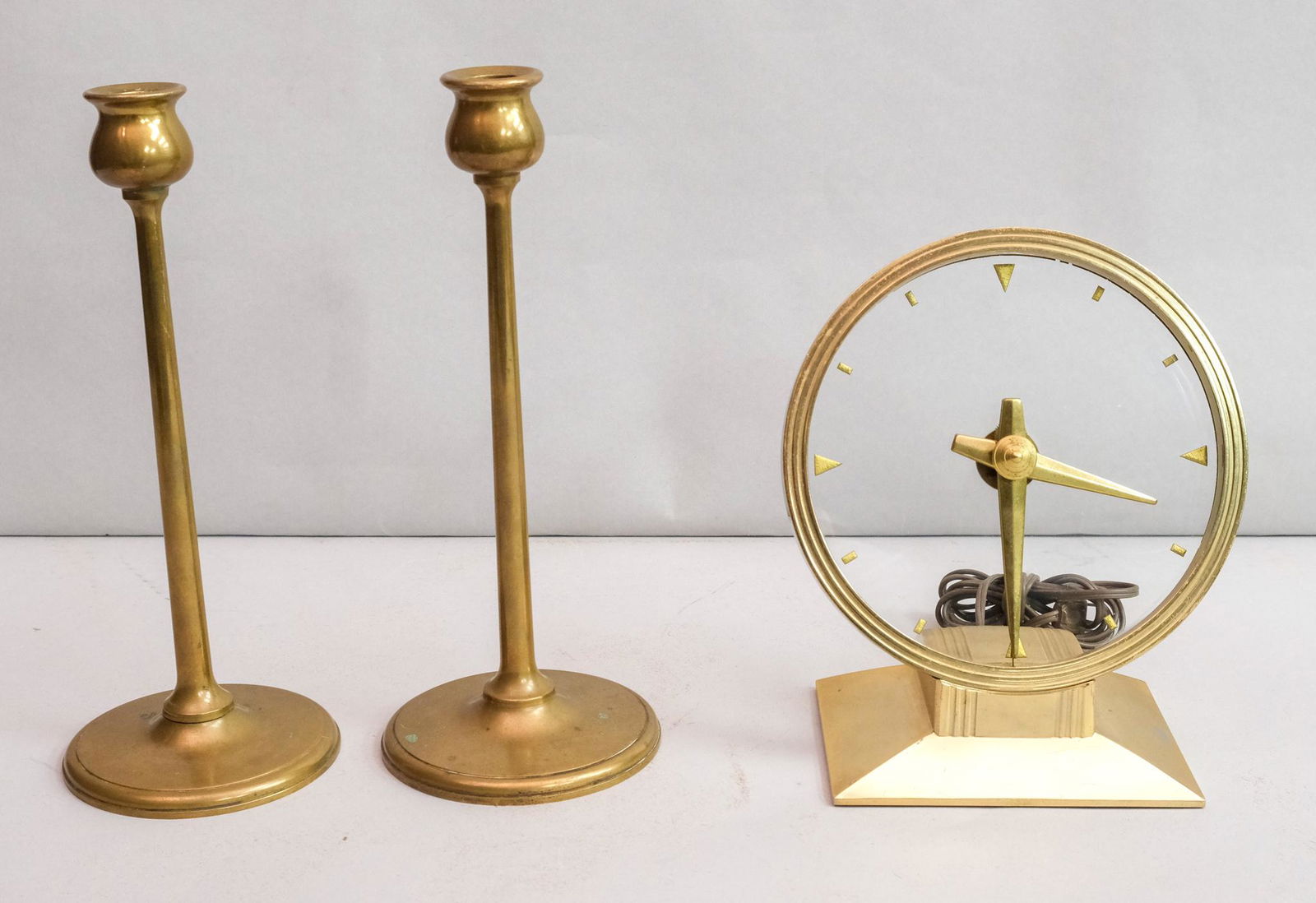 Pair of Jarvie Style Bronze Candlesticks & Clock (1 of 10)