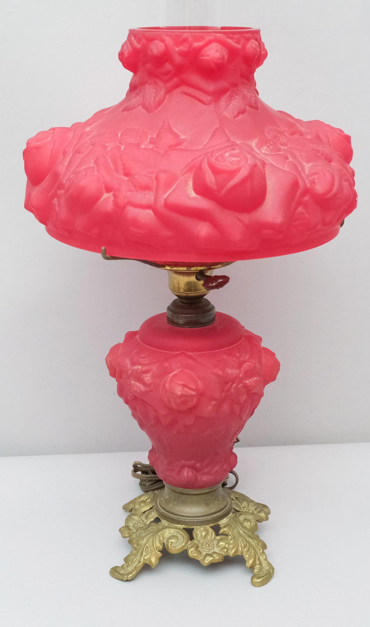 Ruby Puffy Glass Lamp Attributed to Fenton (1 of 10)