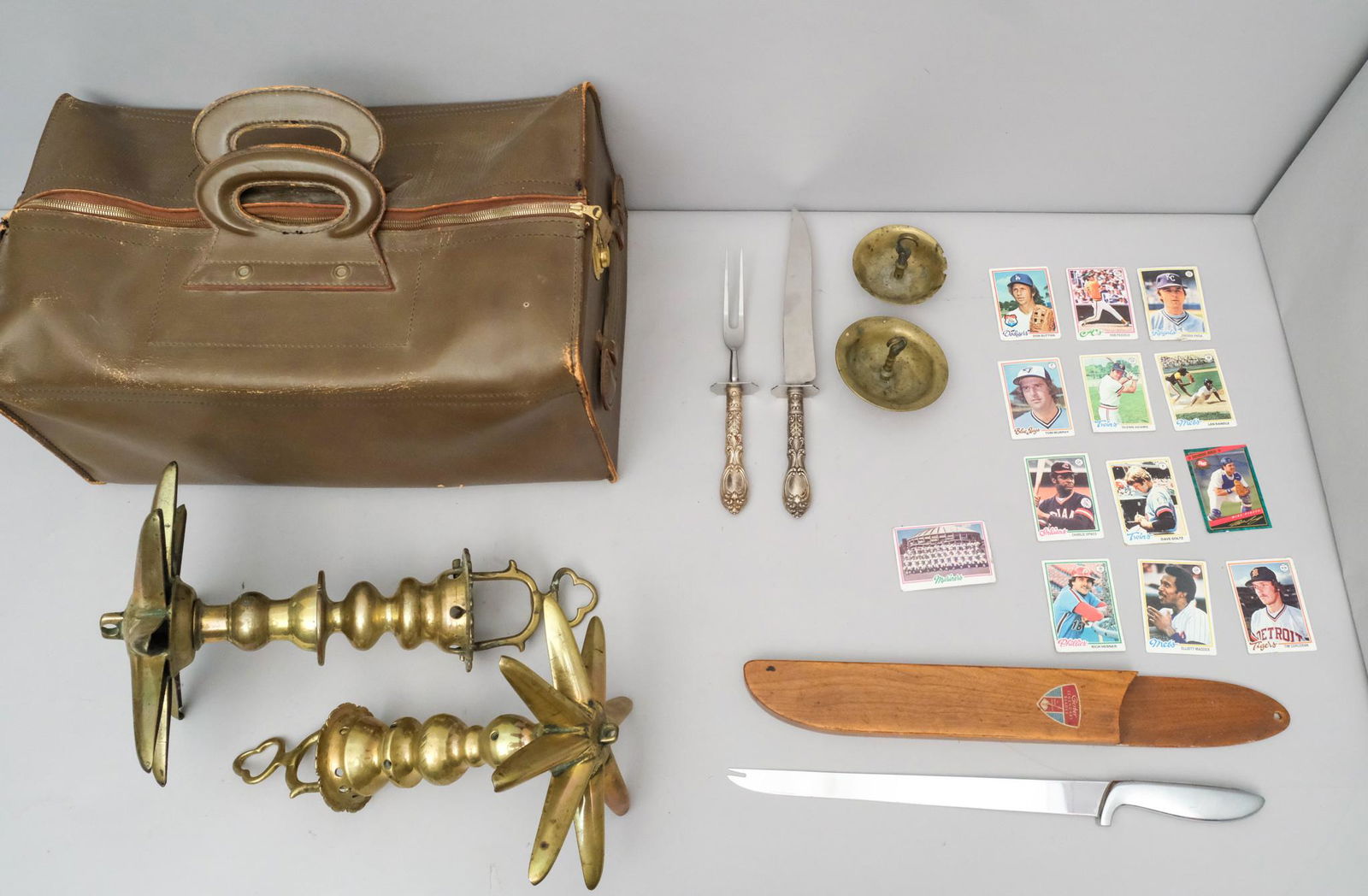 Vintage Doctor's Bag Filled with Metal & Knives (1 of 8)