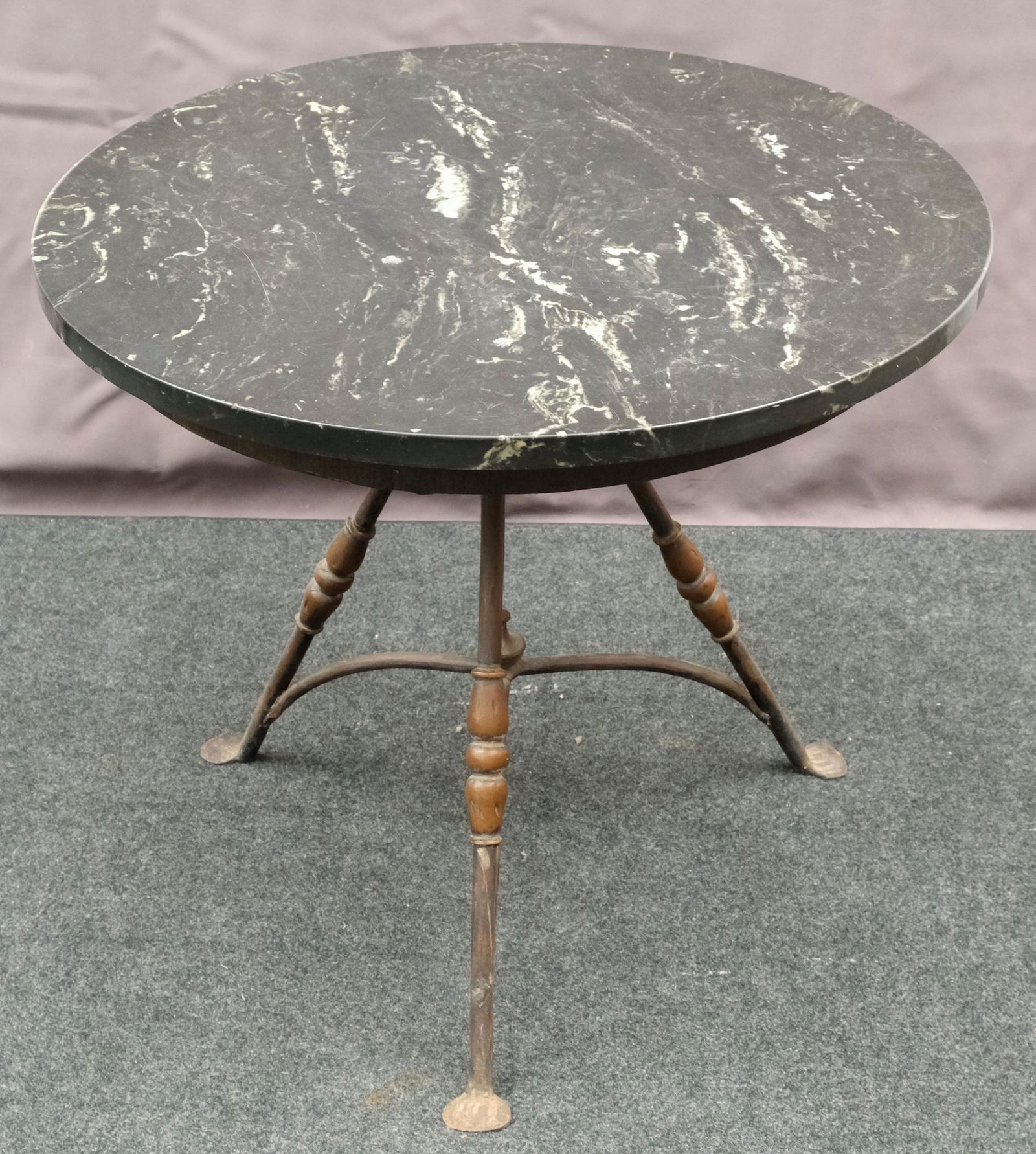 Round Black Marble Top Wrought Iron Garden Table (1 of 5)