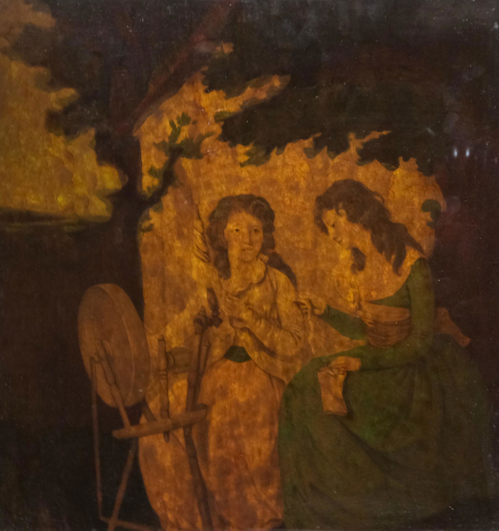 19th Century Painting of Sisters at the Loom (1 of 5)