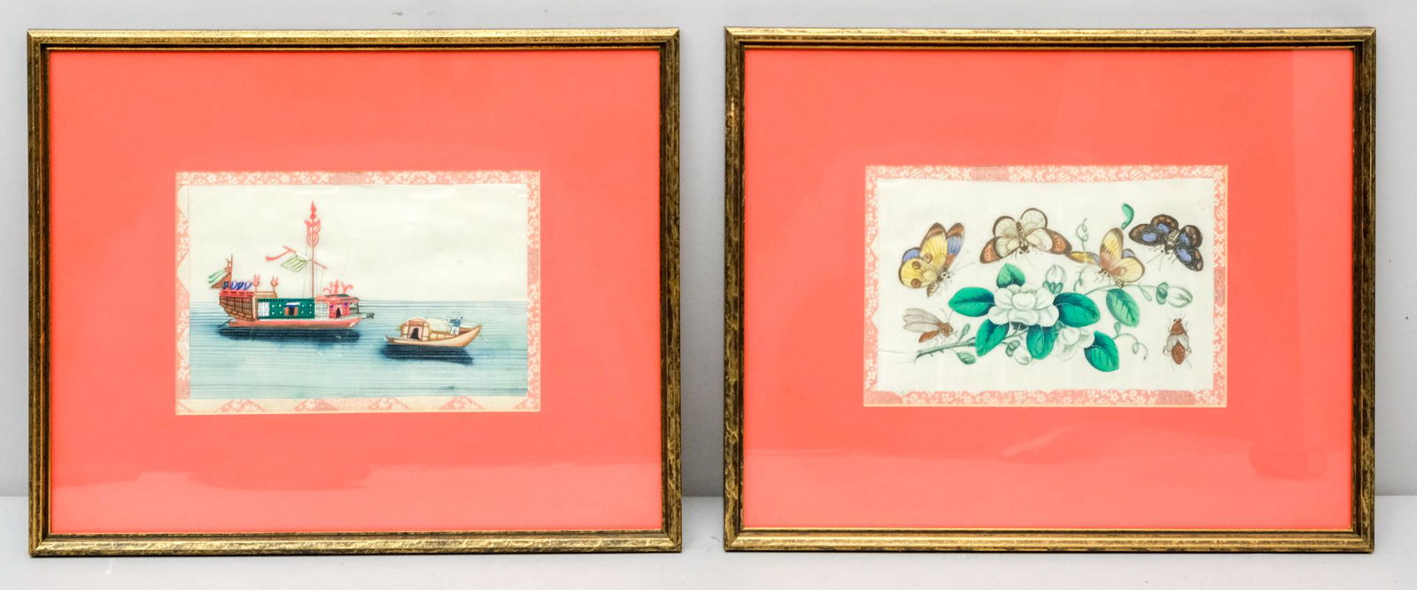 Pair of Framed Chinese Rice Paper Paintings (1 of 4)