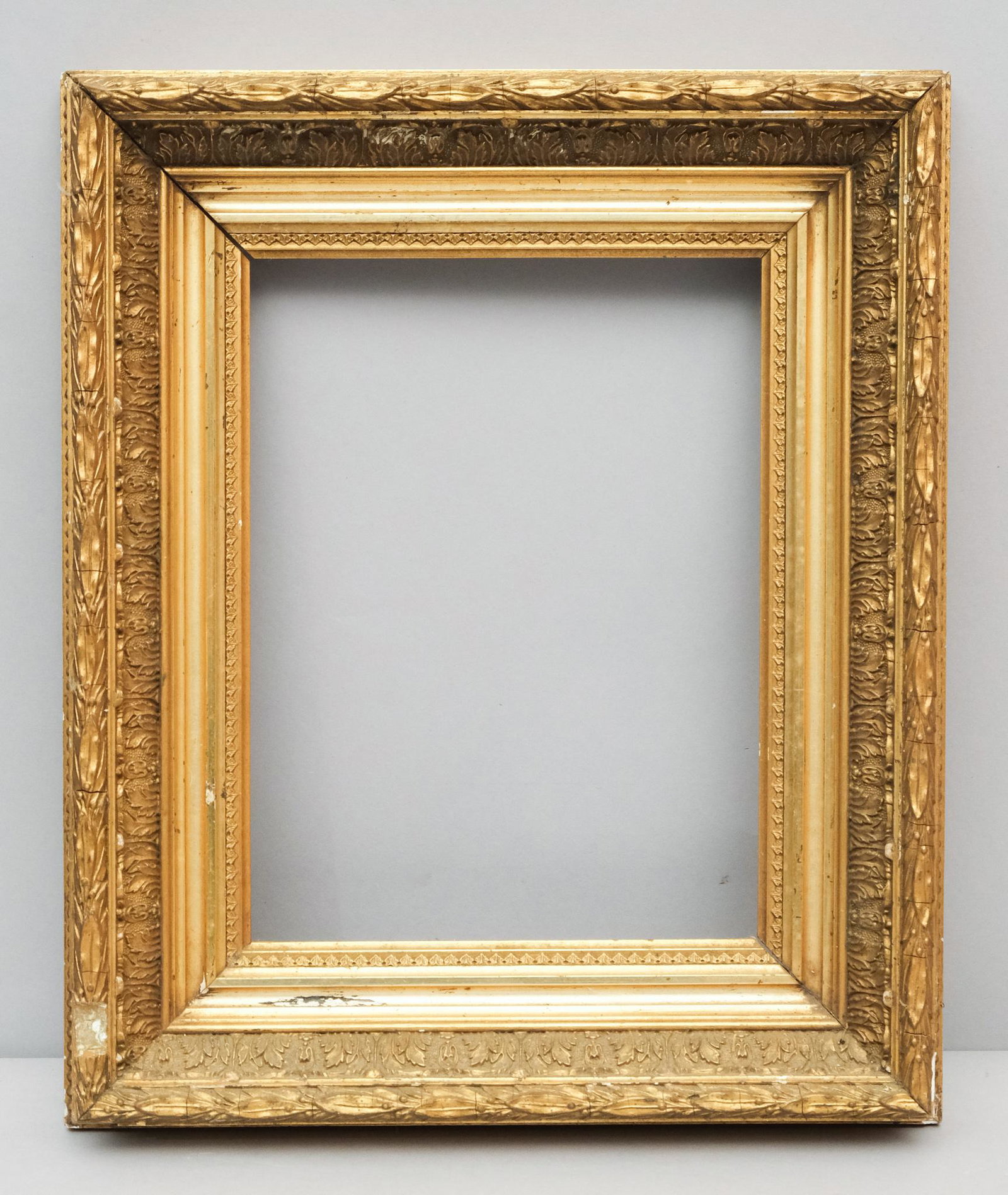 American Hudson River School Gilt Frame: American, ca. 1870, having laurel and berry top edge and acanthus ogee, 15" x 18" overall, 9" x 12" rabbet, 3 1/4" molding.