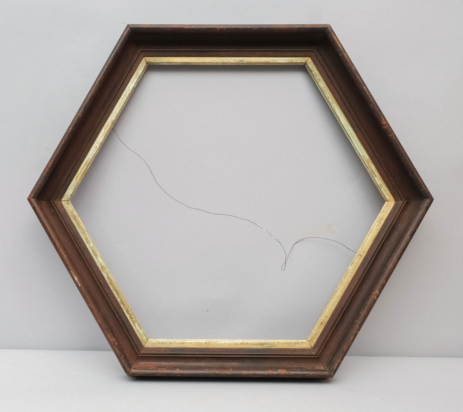 American Walnut Hexagonal Frame with Gilt Liner (1 of 4)