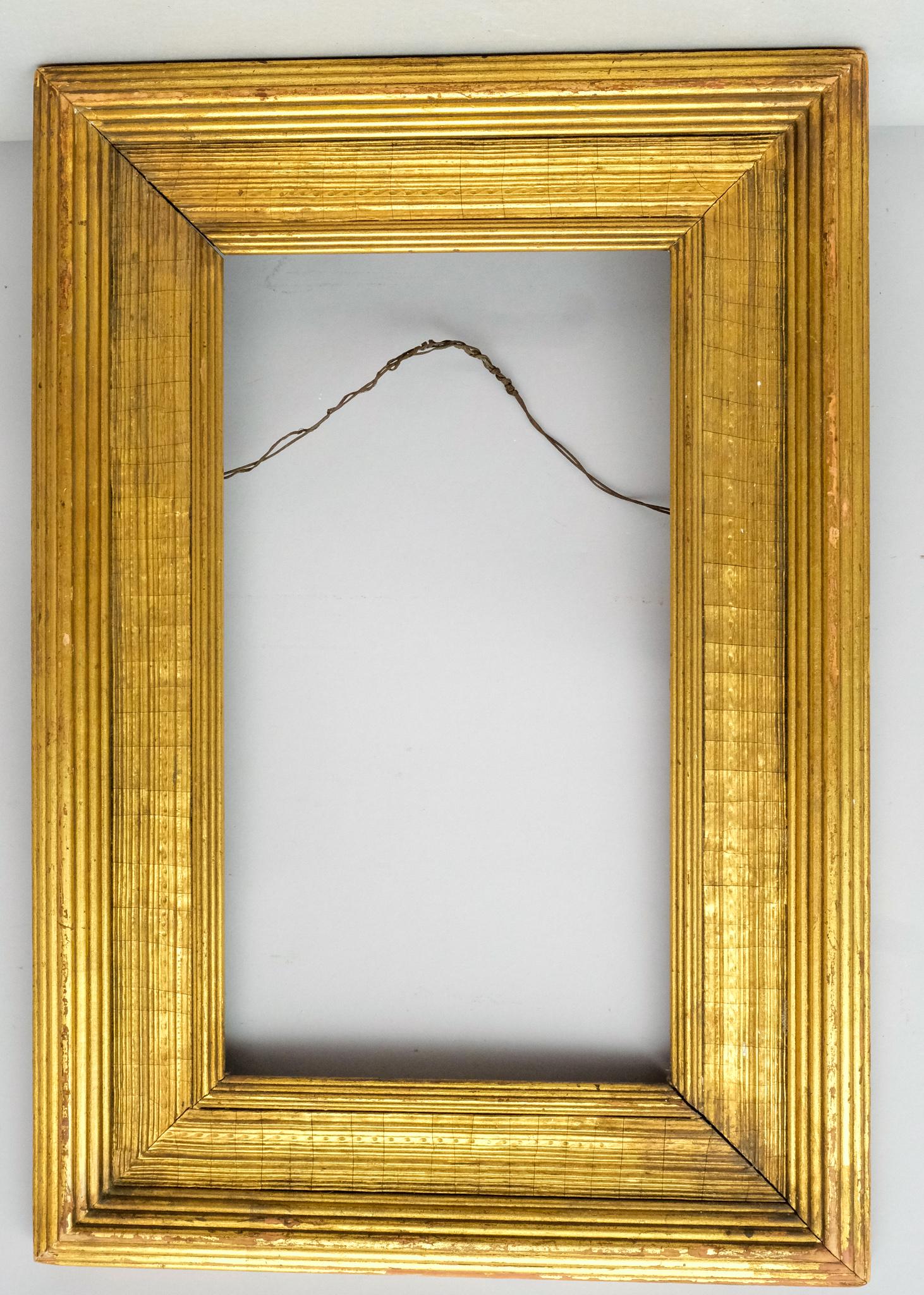 Stanford White Gilt Frame: American, ca. 1900, designed by Stanford White with alternating rows of repeating waves, ripples, and reeds, likely made by Newcomb Macklin. O.D. 31" x 21 1/4" Rabbet 22" x 12 1/4" Molding 5".