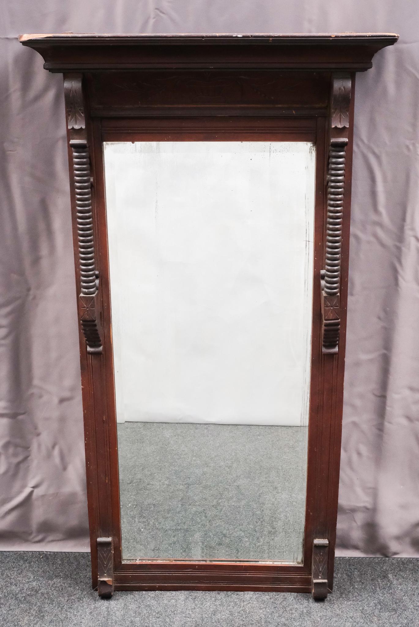 Victorian Mahogany Mirror with Turned Columns (1 of 4)