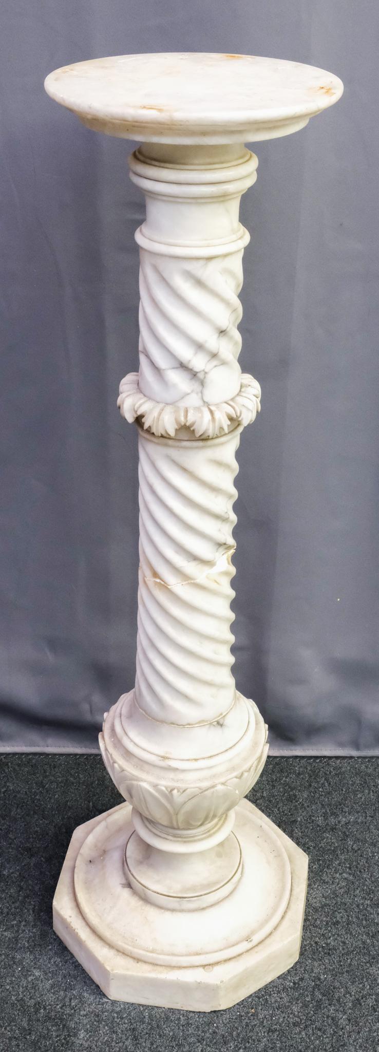 Carved Spiral Marble Column Pedestal (1 of 5)