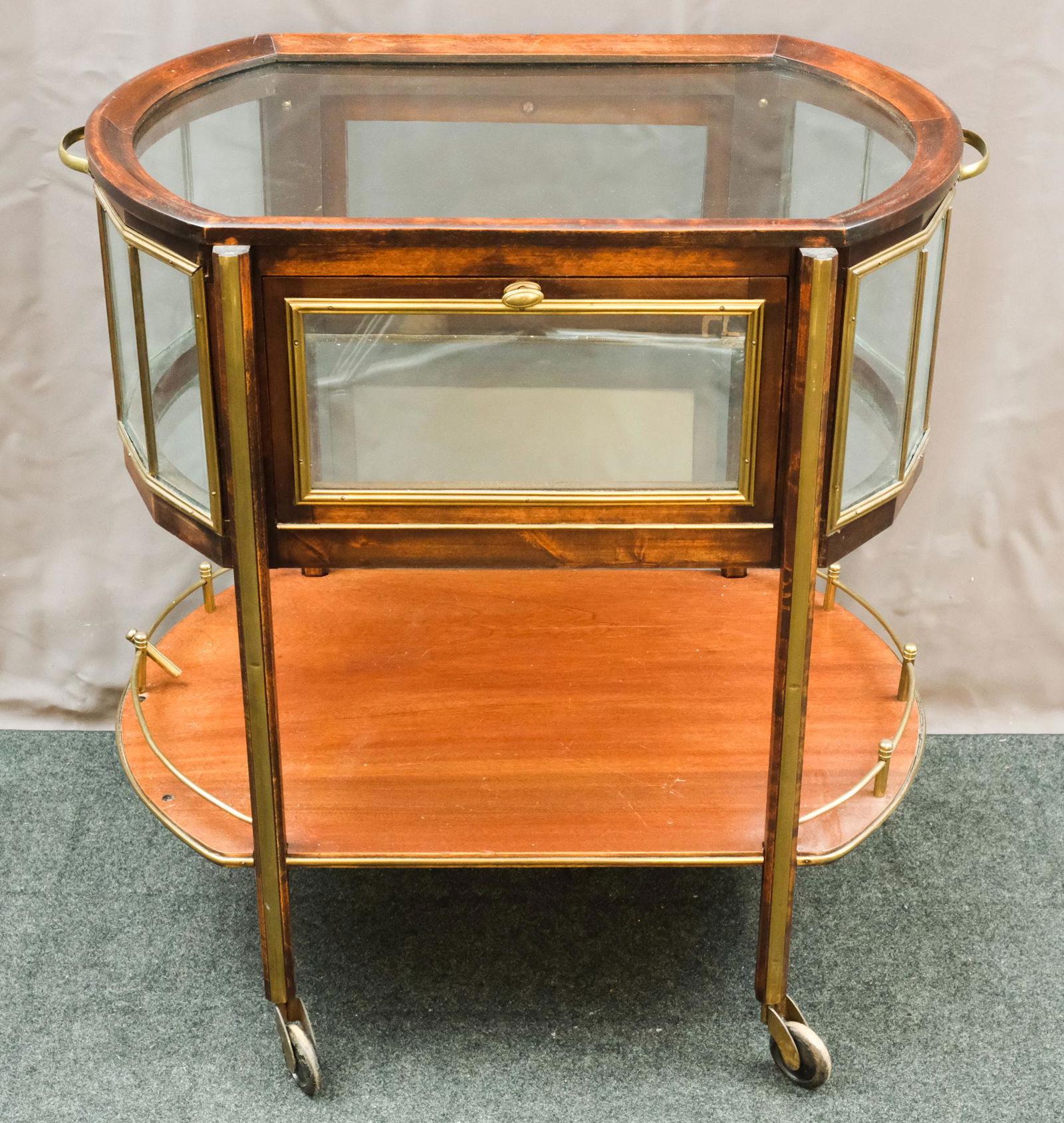 Regency Style Vitrine Bar Cart with Lower Shelf (1 of 14)