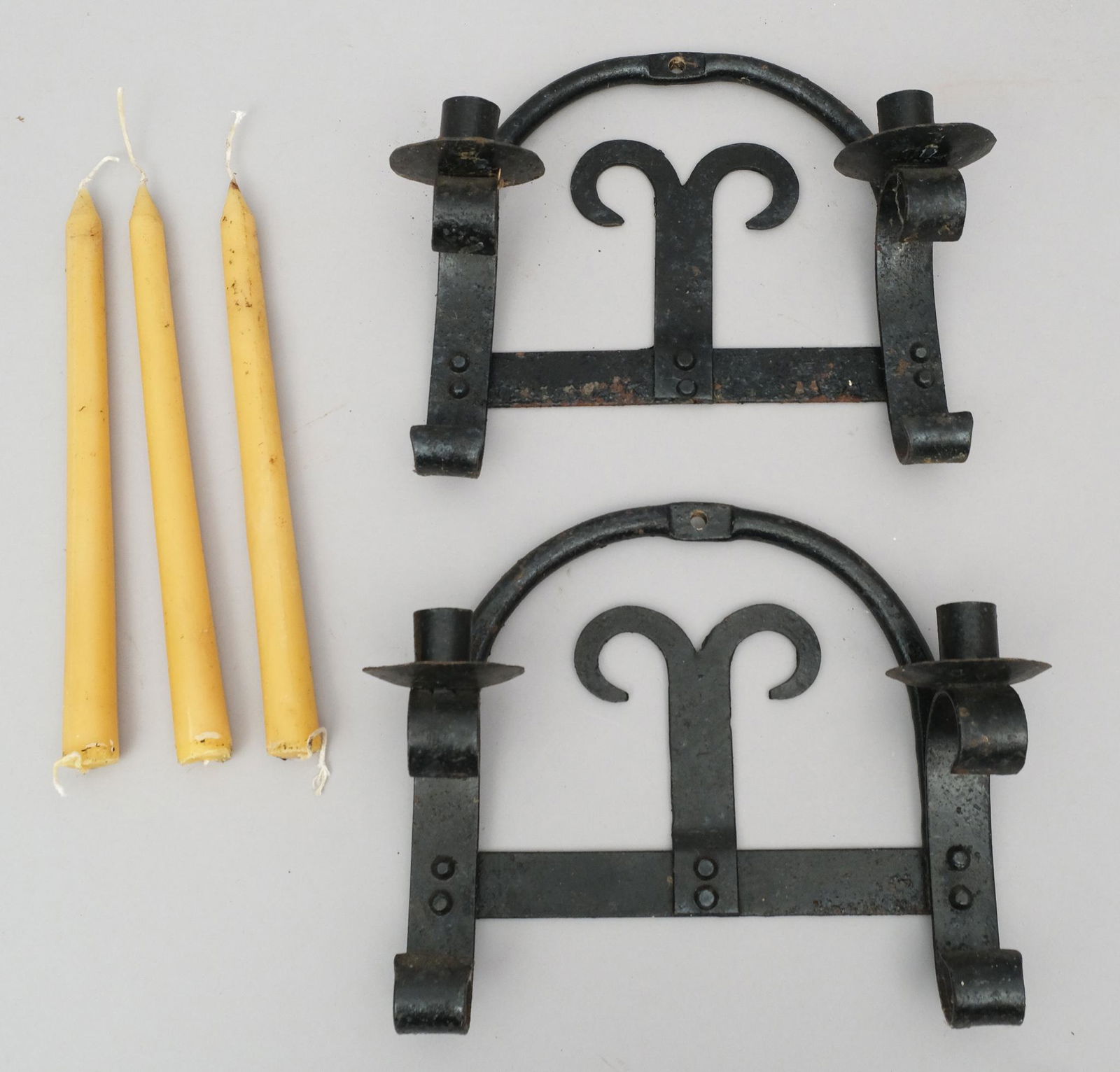 Pair Wrought Iron Arts & Crafts Candle Sconces (1 of 4)