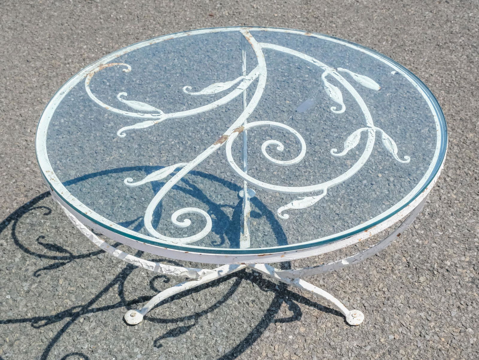 Wrought Metal Patio Table with Glass Top (1 of 5)