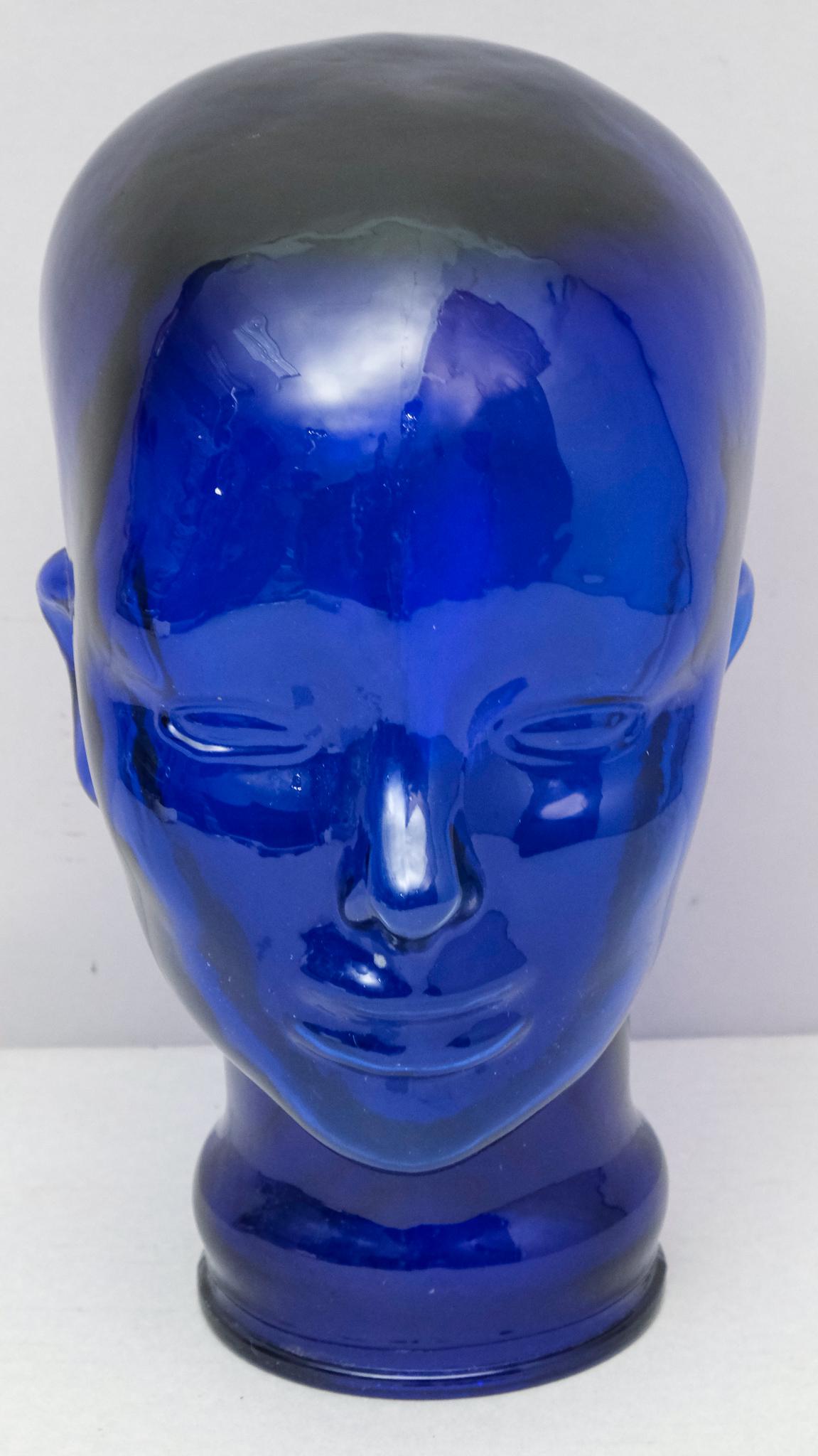Vintage Cobalt Blue Glass Mannequin Head (1 of 13)