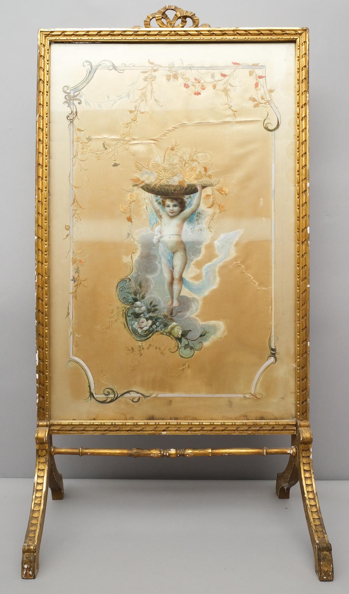 French Giltwood Fire Screen with Silk Inset (1 of 8)