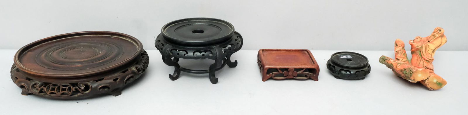 Lot Chinese Carved Wood Stands & Coral Sculpture (1 of 20)