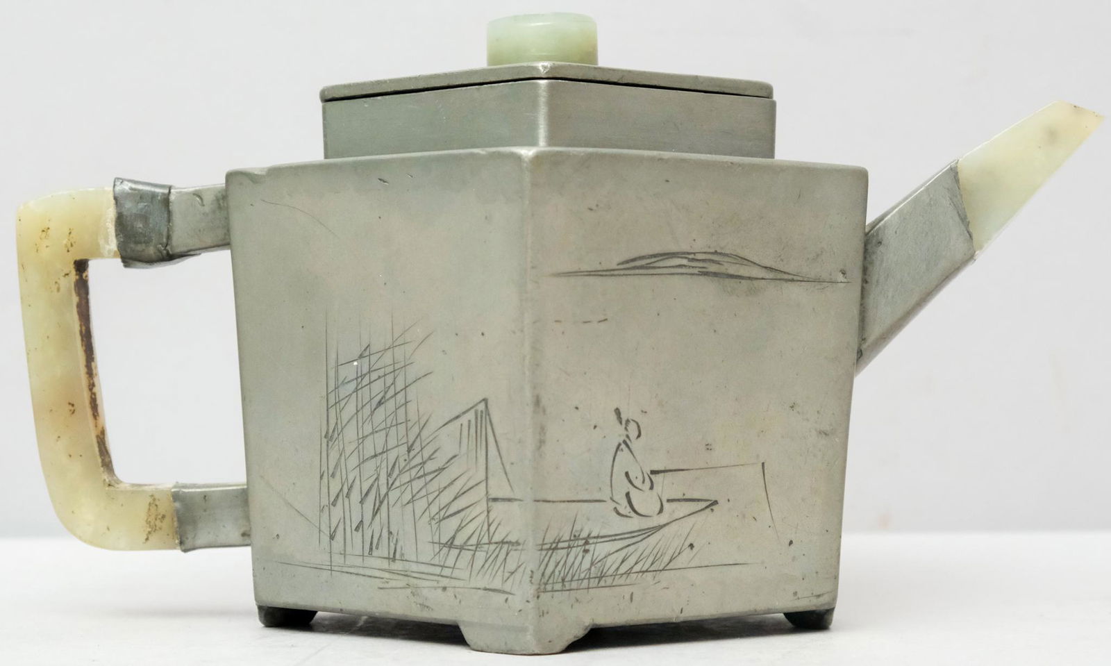 Yixing Jade & Pewter Zisha Qing Dynasty Teapot (1 of 10)