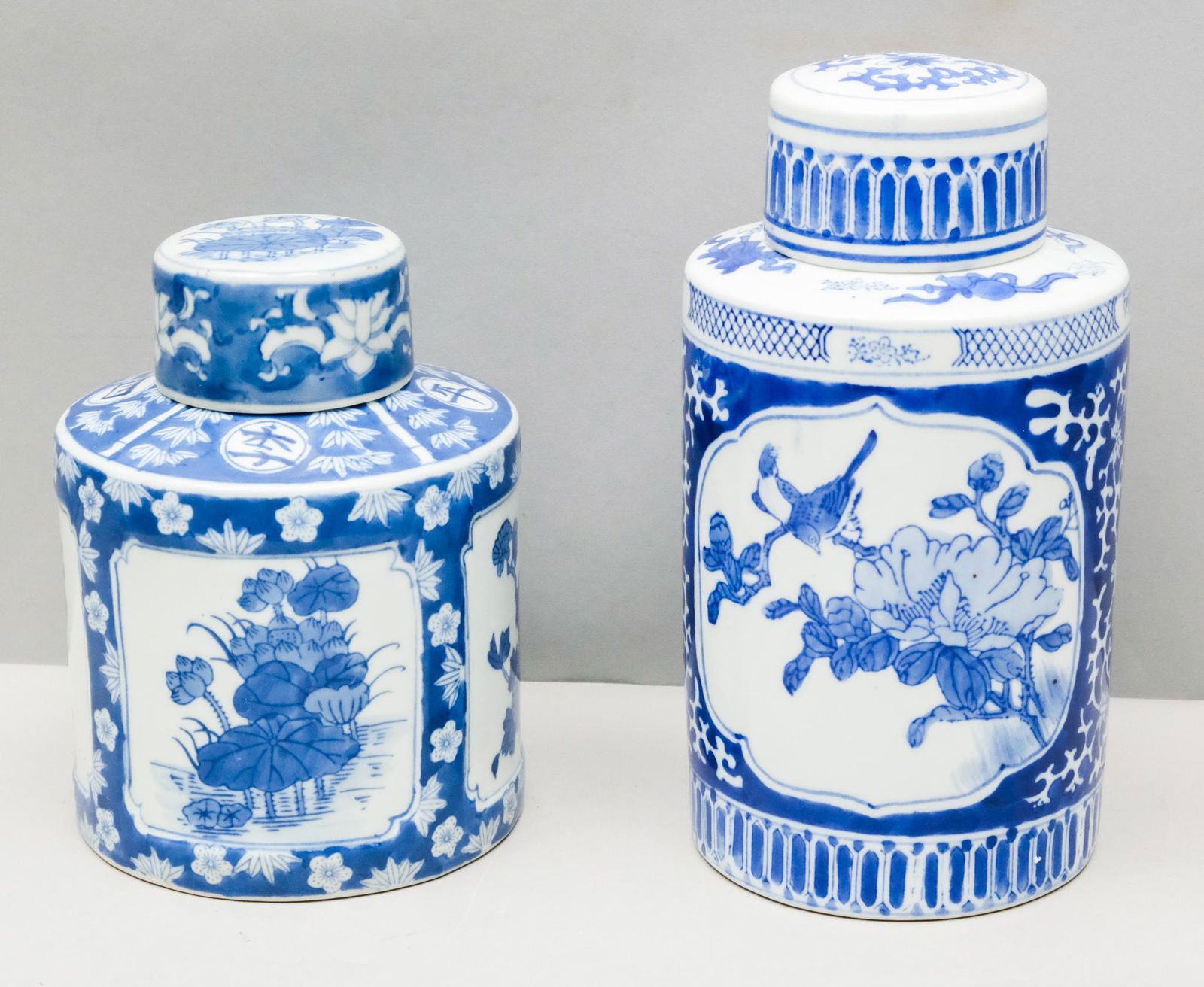 Two Chinese Blue & White Porcelain Covered Jars (1 of 7)