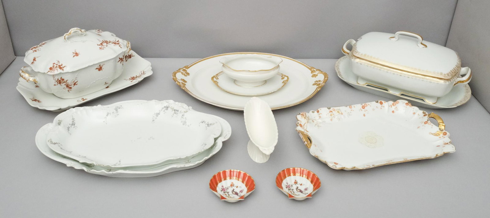 Lot of Haviland & Limoges Porcelain: Various forms and makers, together with a spode gravy boat. 3 1/2" to 17 1/4".