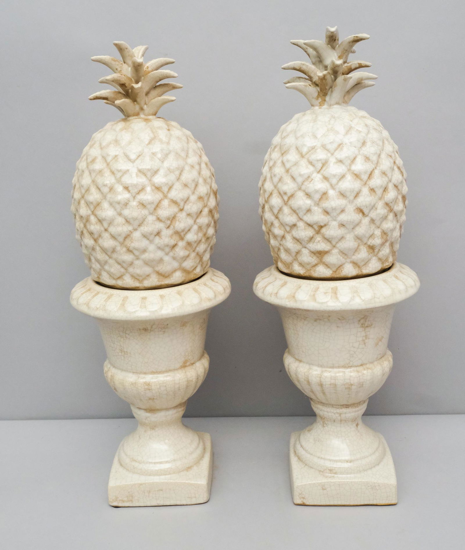 Pair Decorative Ceramic Pineapple Garniture (1 of 6)