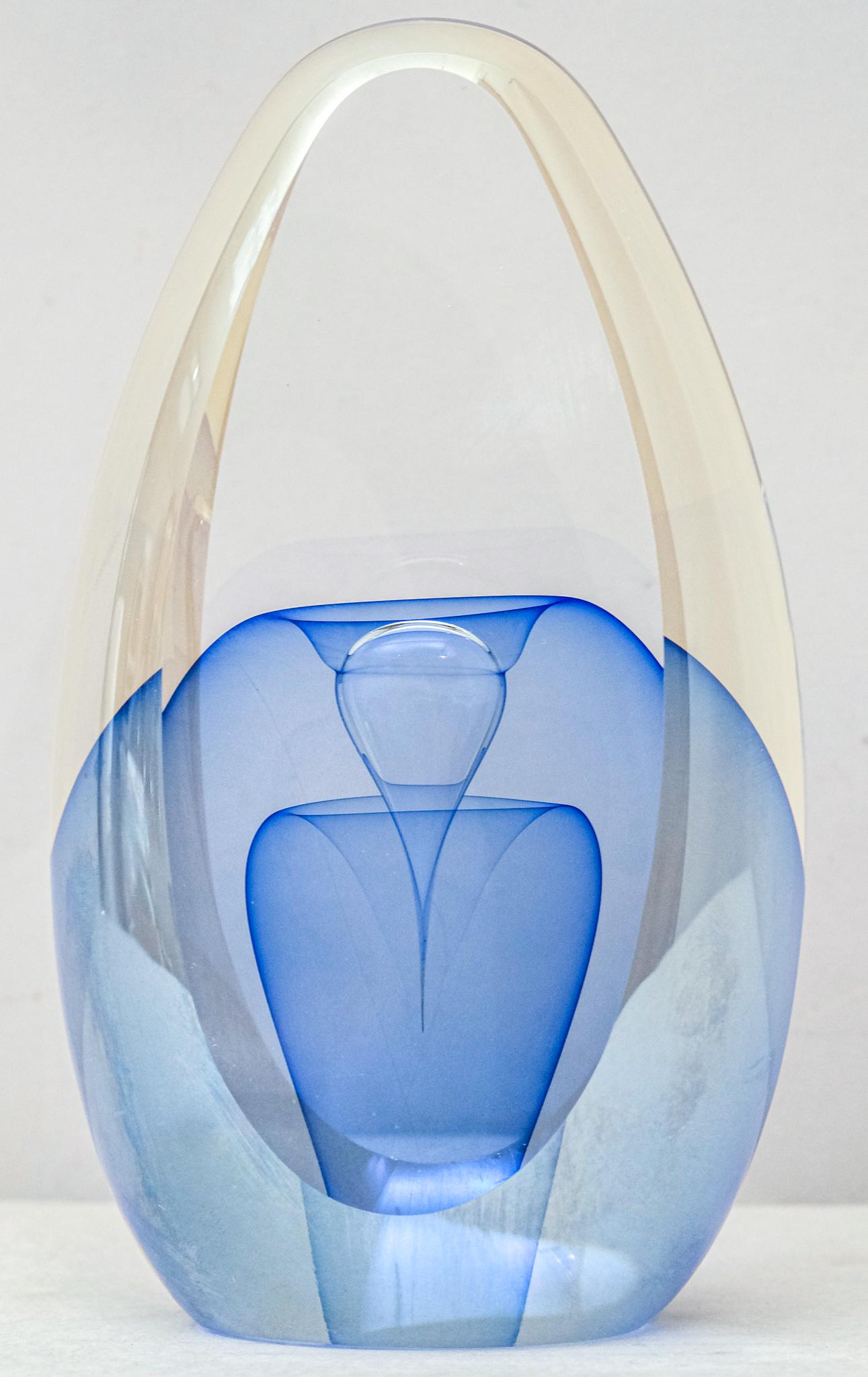 Pennsylvania Art Glass Hand Blown Sculpture: Pennsylvania Art Glass, originally founded by Edward J. Kachurik and his uncle Ed Nesteruk, is known for their use of the highest quality crystal and a technique of coloring hot glass surfaces called