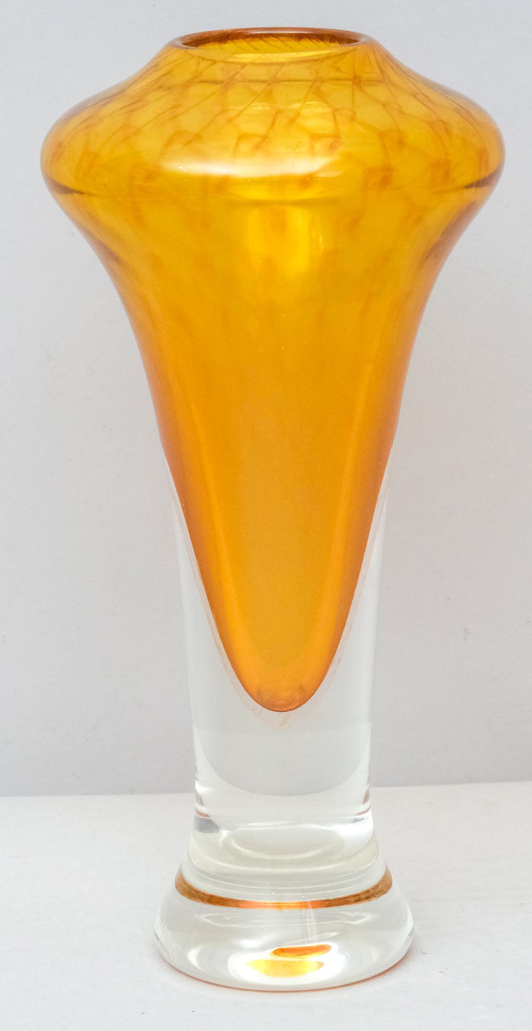 Signed Amber Glass Vase (1 of 11)