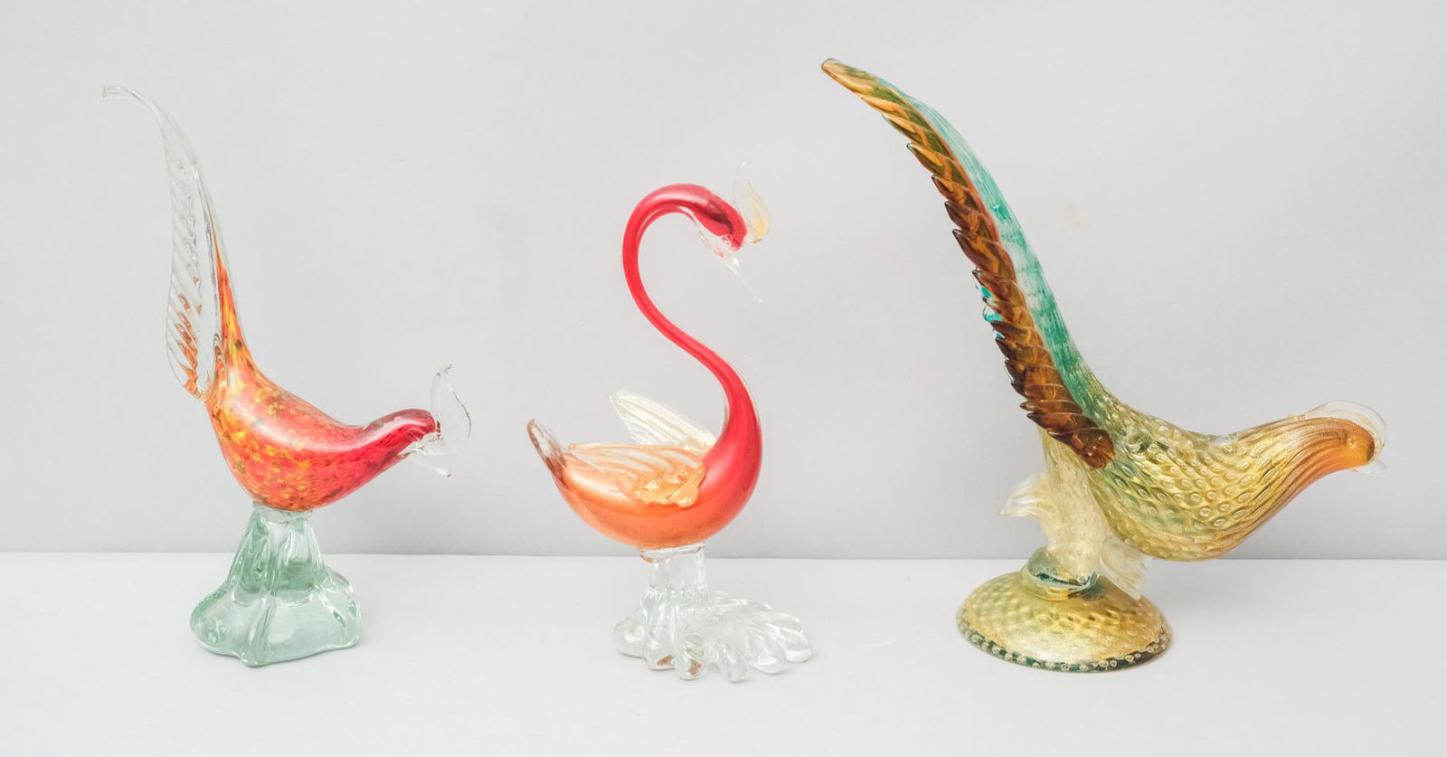 Lot of Three Large Murano Glass Birds (1 of 7)