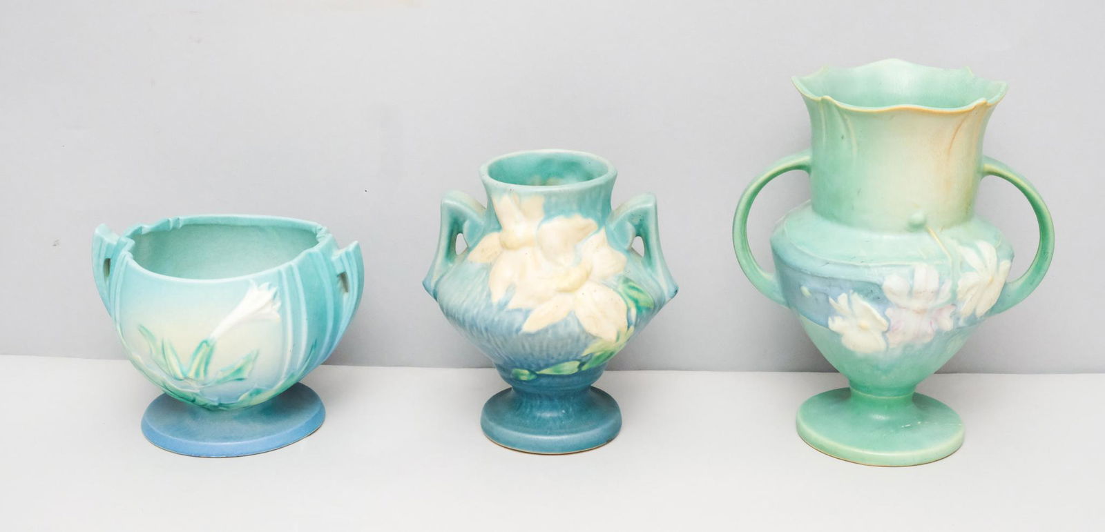 Lot of Marked Roseville Turquoise Vases (1 of 6)