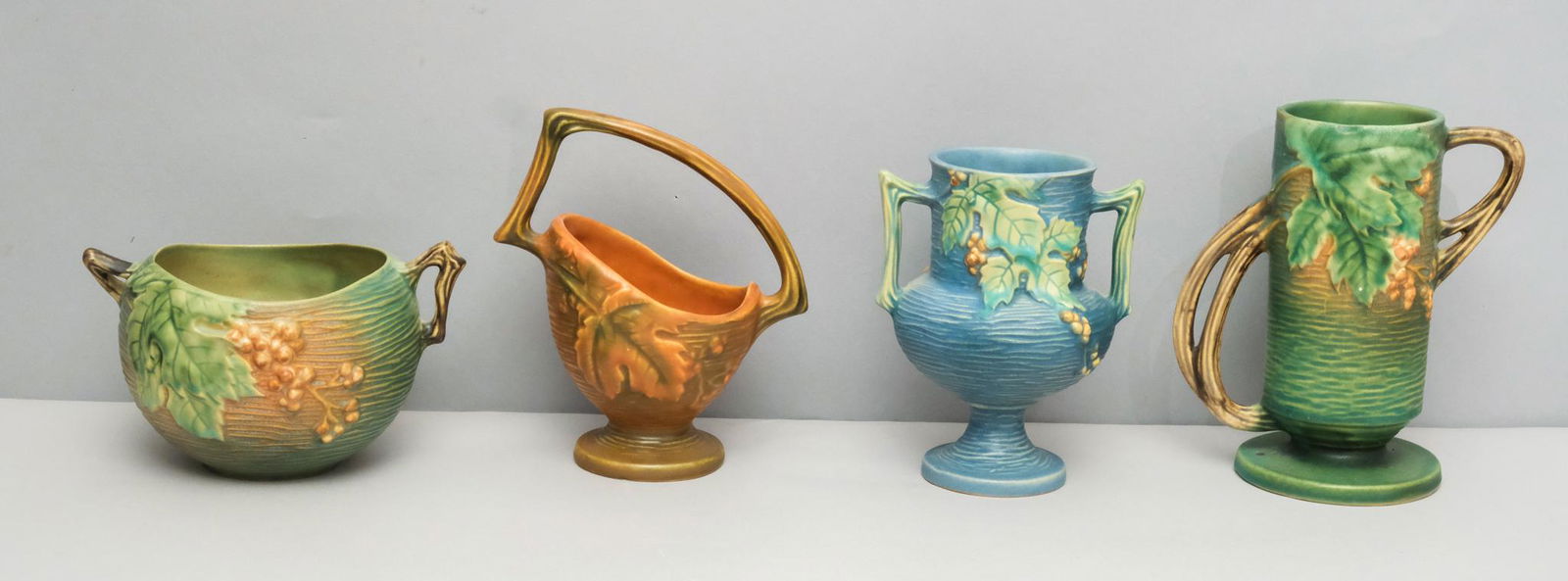 Lot of Marked Roseville Pottery in Bushberry (1 of 7)