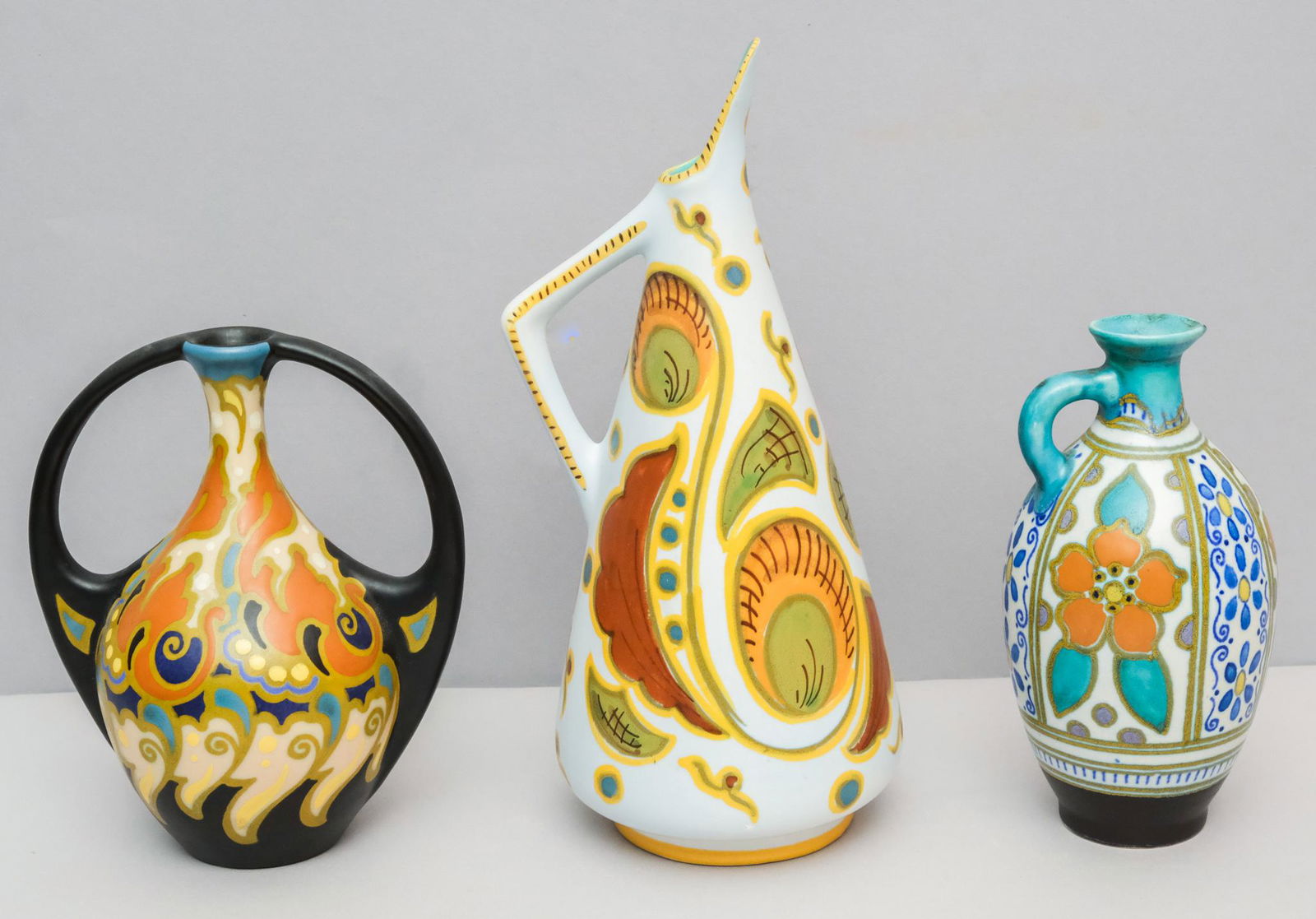 Three Signed Holland Gouda Pottery Vessels (1 of 7)