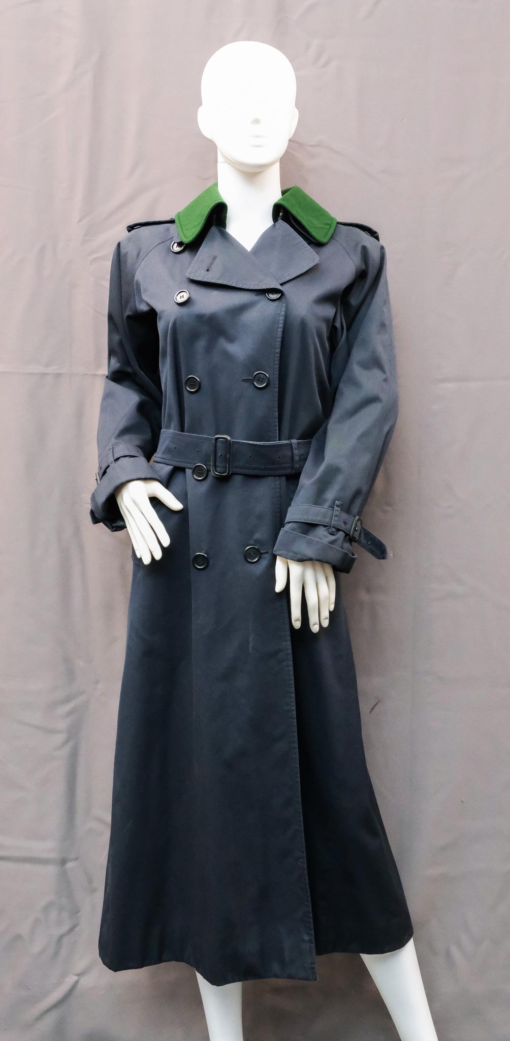 Vtg Burberry Double-Breasted Women's Blue Trench (1 of 9)