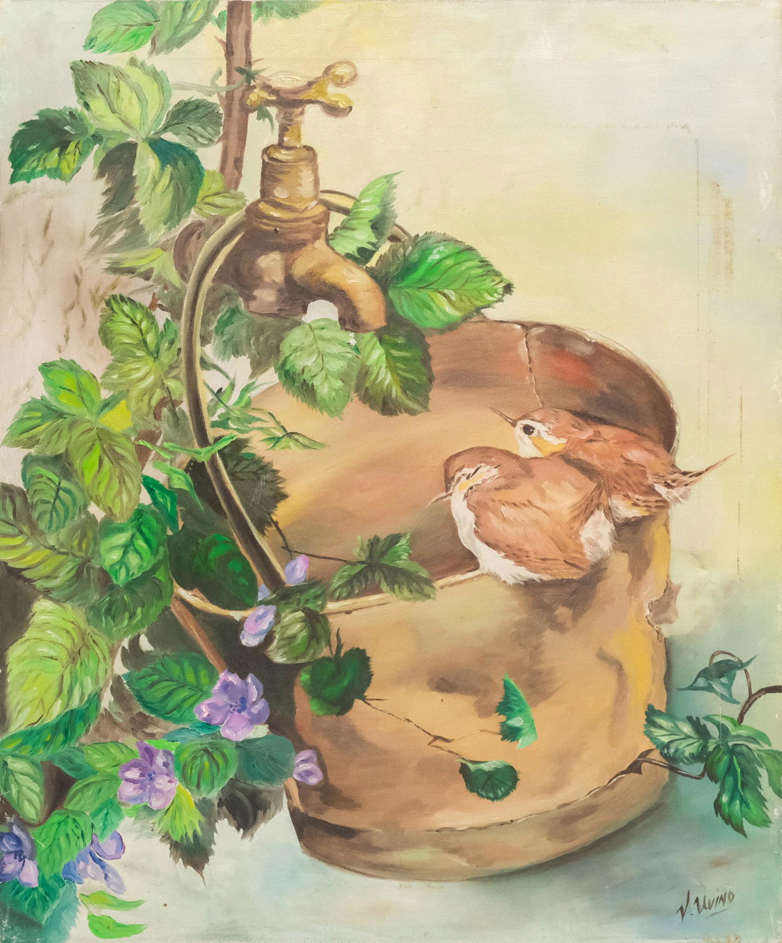American School, Bird Bath Painting (1 of 5)